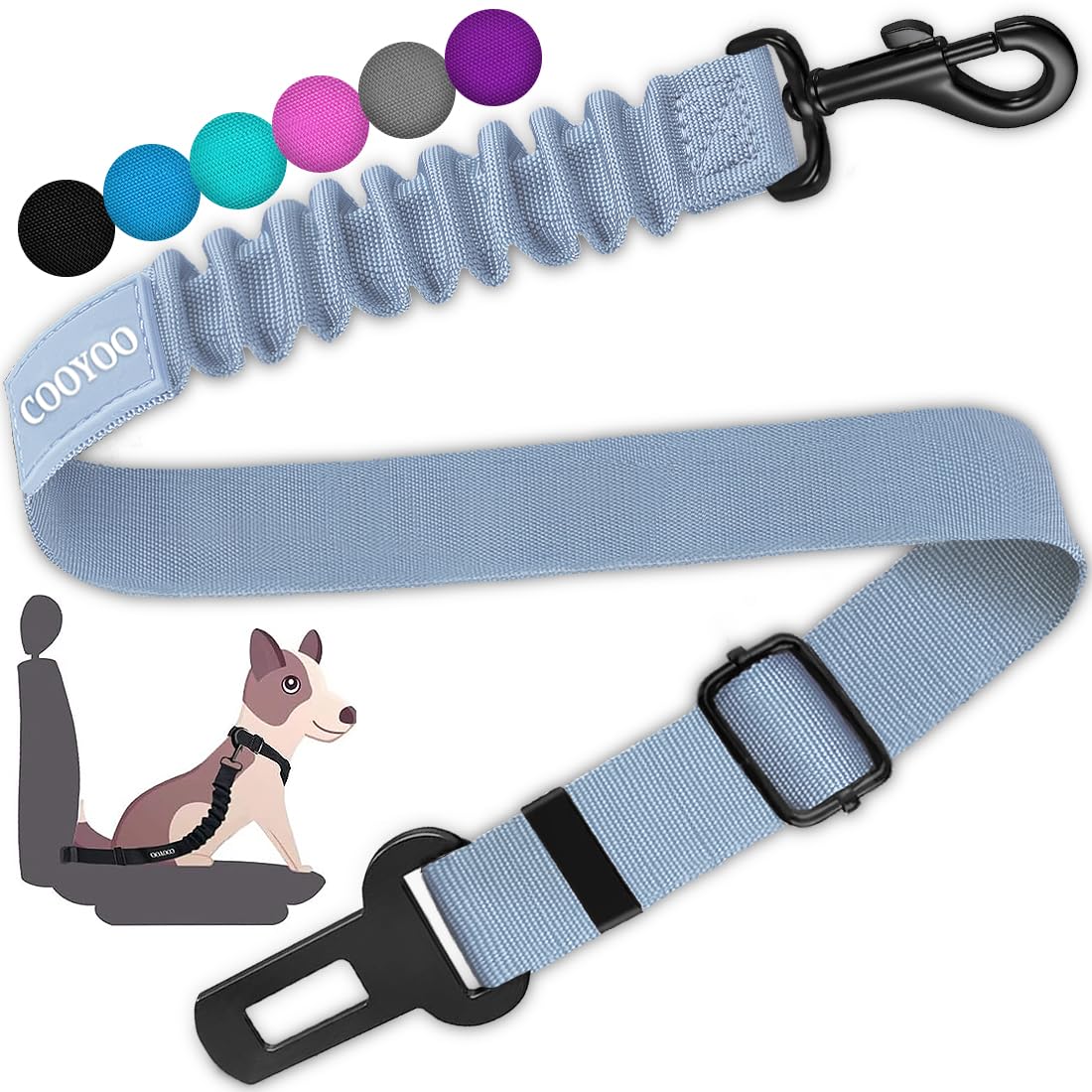 COOYOO Cinturón de Seguridad retráctil para Perro, cinturón de Seguridad Ajustable de Nailon para Mascotas, Resistente y elástico