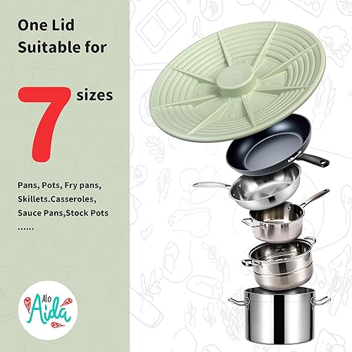 Miniatura 5 de Tapa universal de silicona de grado alimenticio de 7 a 12 pulgadas, resistente al calor, funda de varios tamaños para ollas, sartenes, sartenes y