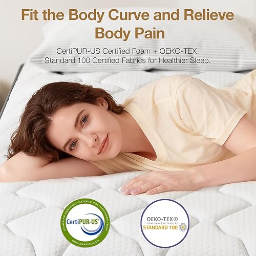 Miniatura 2 de Colchón tamaño matrimonial en una caja, de espuma viscoelástica de gel de 12 pulgadas y resortes en bolsillo híbrido con colchones de cero presión,