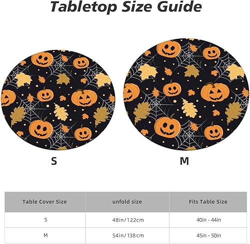 Miniatura 8 de Famame Mantel redondo ajustable con diseño de hojas de otoño y Halloween, con borde elástico, impermeable, con borde elástico, para interiores y