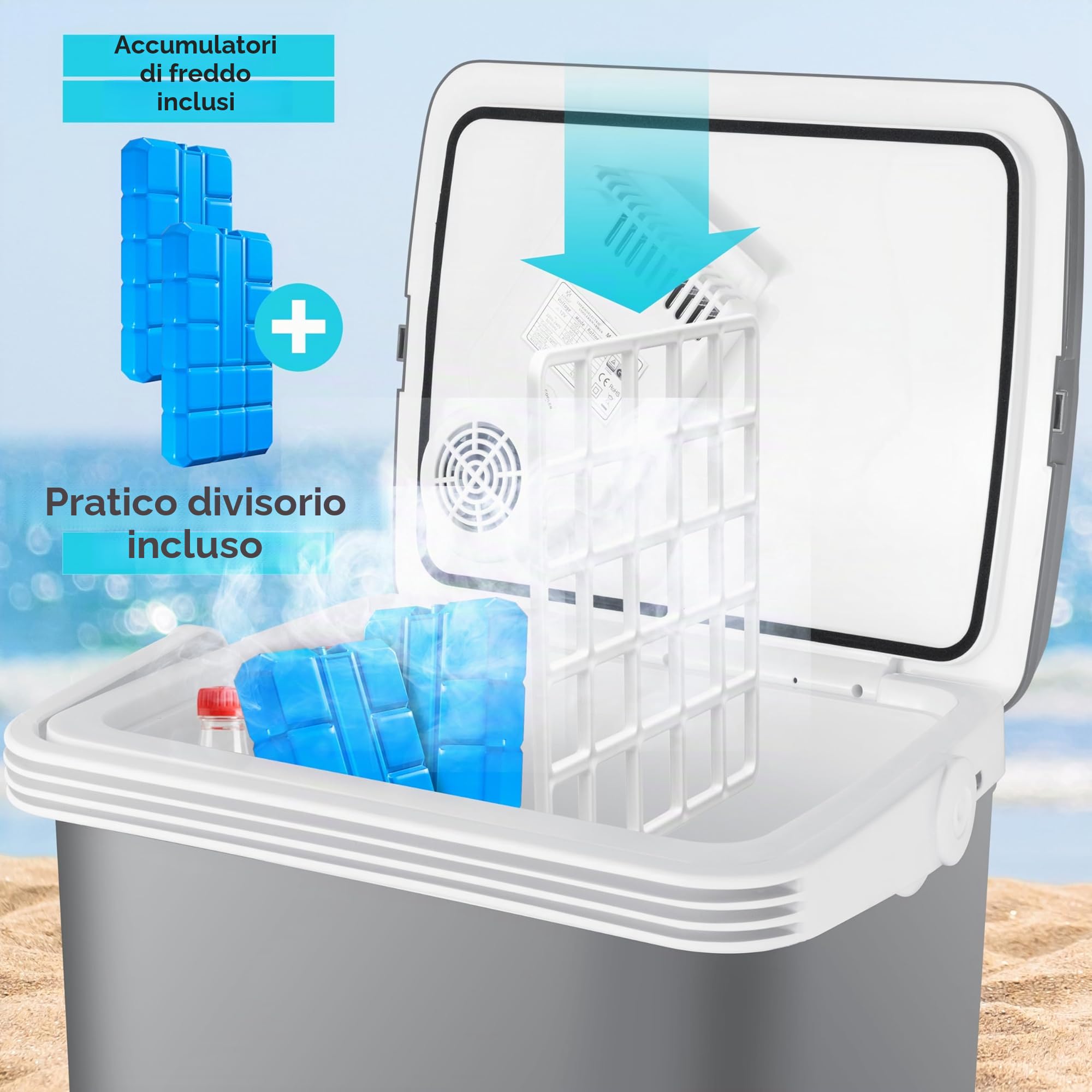 KESSER® Frigorifero 32 Litri | Raffreddamento e Riscaldamento | Frigorifero termoelettrico 12 Volt e 230 Volt | Minifrigo | per Auto e Campeggio |incl. Pacchetti di raffreddamento | EEK A++
