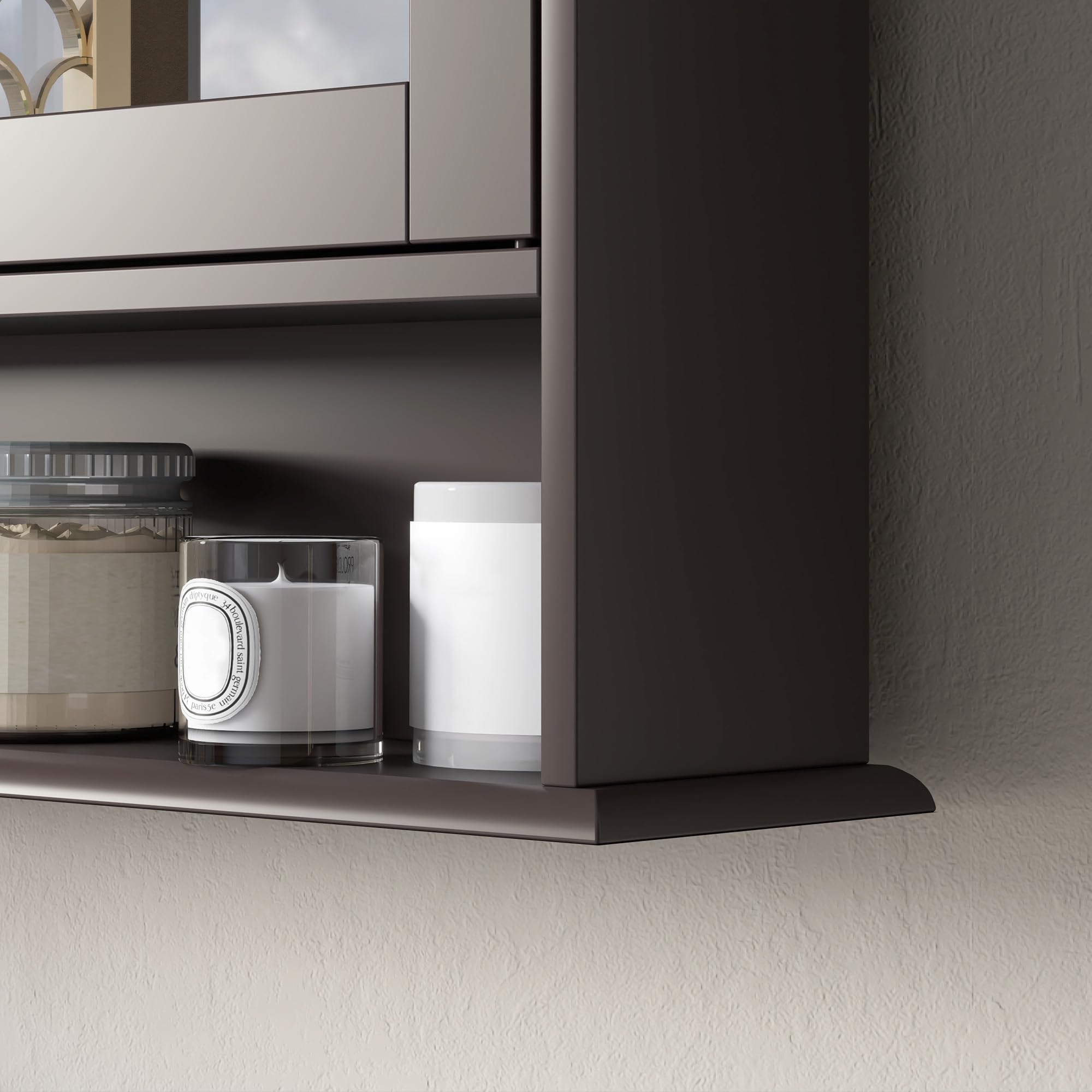 kleankin Armario de Baño con Espejo, Armario de Pared con 2 Puertas, Estante Abierto, Estante Ajustable, Mueble de Baño Colgar para Cocina, Salón, 56x13x58 cm, Marrón Oscuro