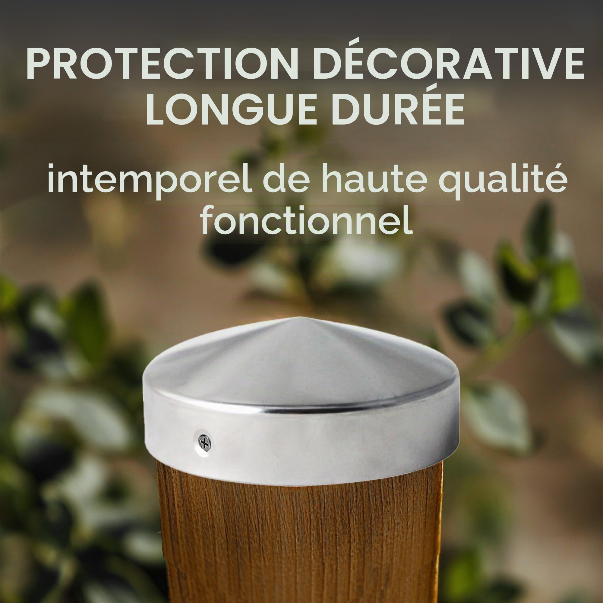 h2i Capuchon de poteau rond | Acier galvanisé | Ø 121 mm | Lot de 10 | Capuchon rond de protection pour poteaux en bois de jardin, poteaux de support et poteaux de clôture en forme de pyramide |
