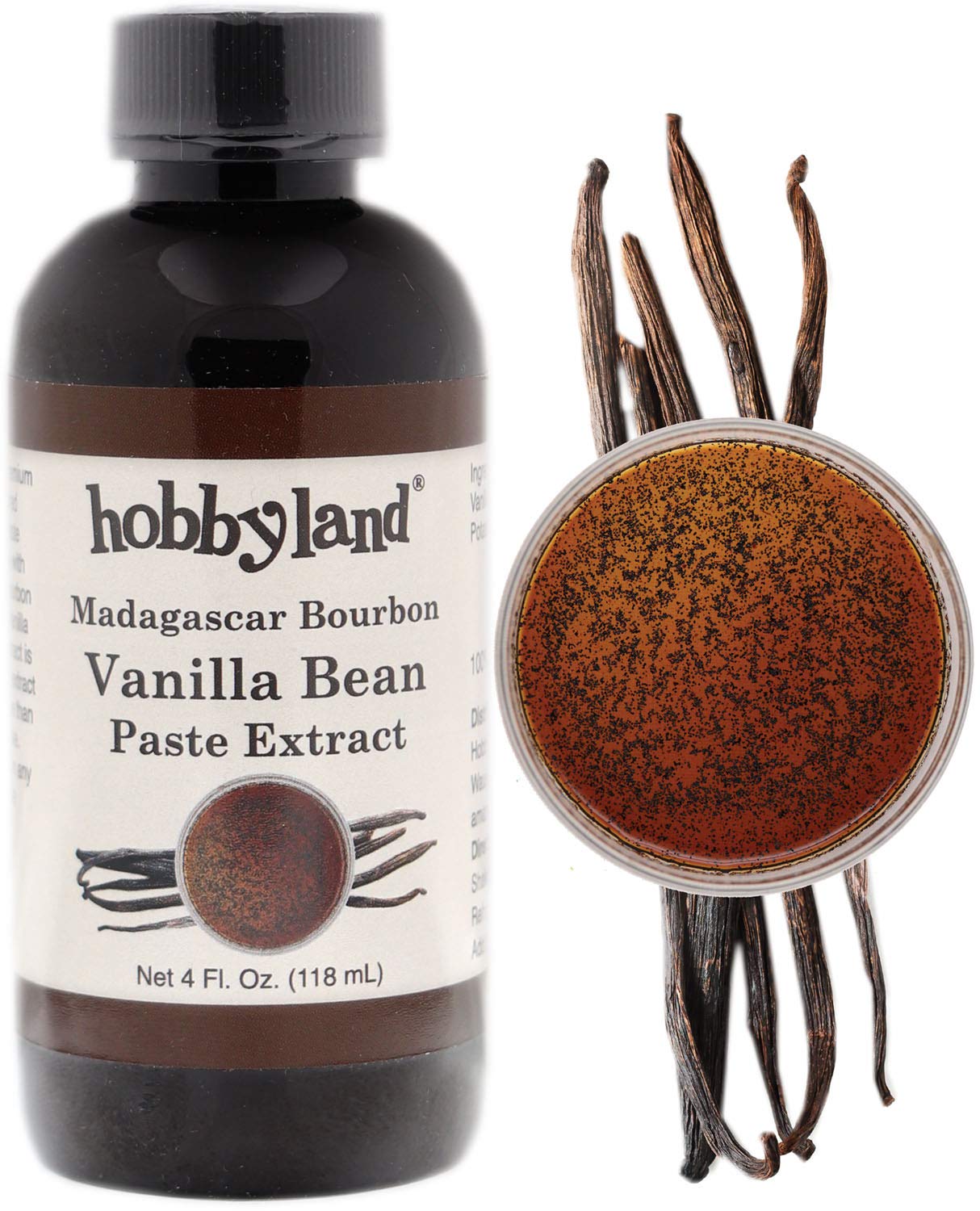 Hobbyland Bakery Flavoring (Madagascar Bourbon Vanilla Bean Extract Paste with Bean Specks, 4 Fl Oz), Like an Extract it Pours, but slightly thicker. (Vanilla Bean Extract Paste)