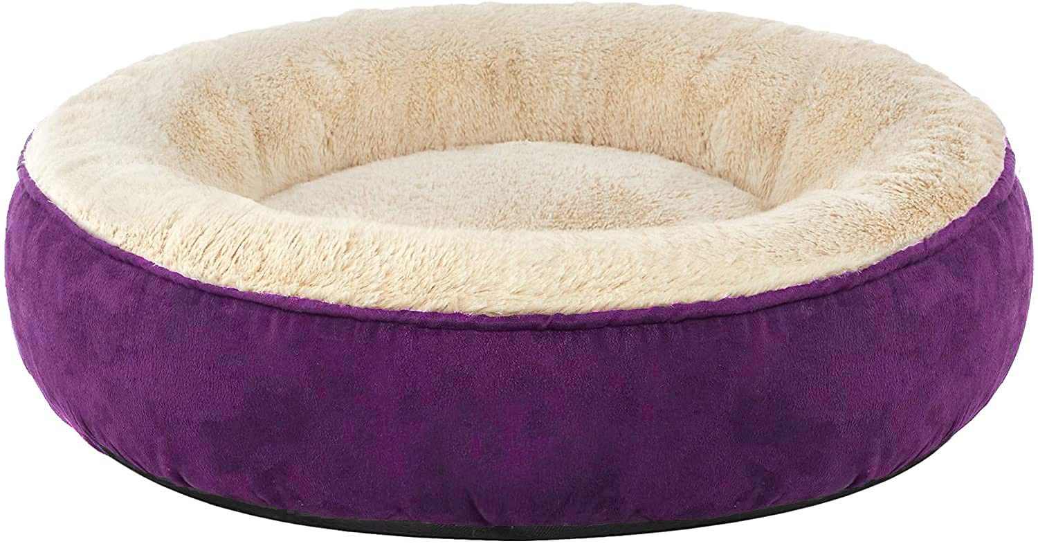 Petslover Fiber Filled Mink & Velvet Fabric with Cusion Pillow Dogs & Cats Bed Purpal Colour (Export Quality) - XXXL