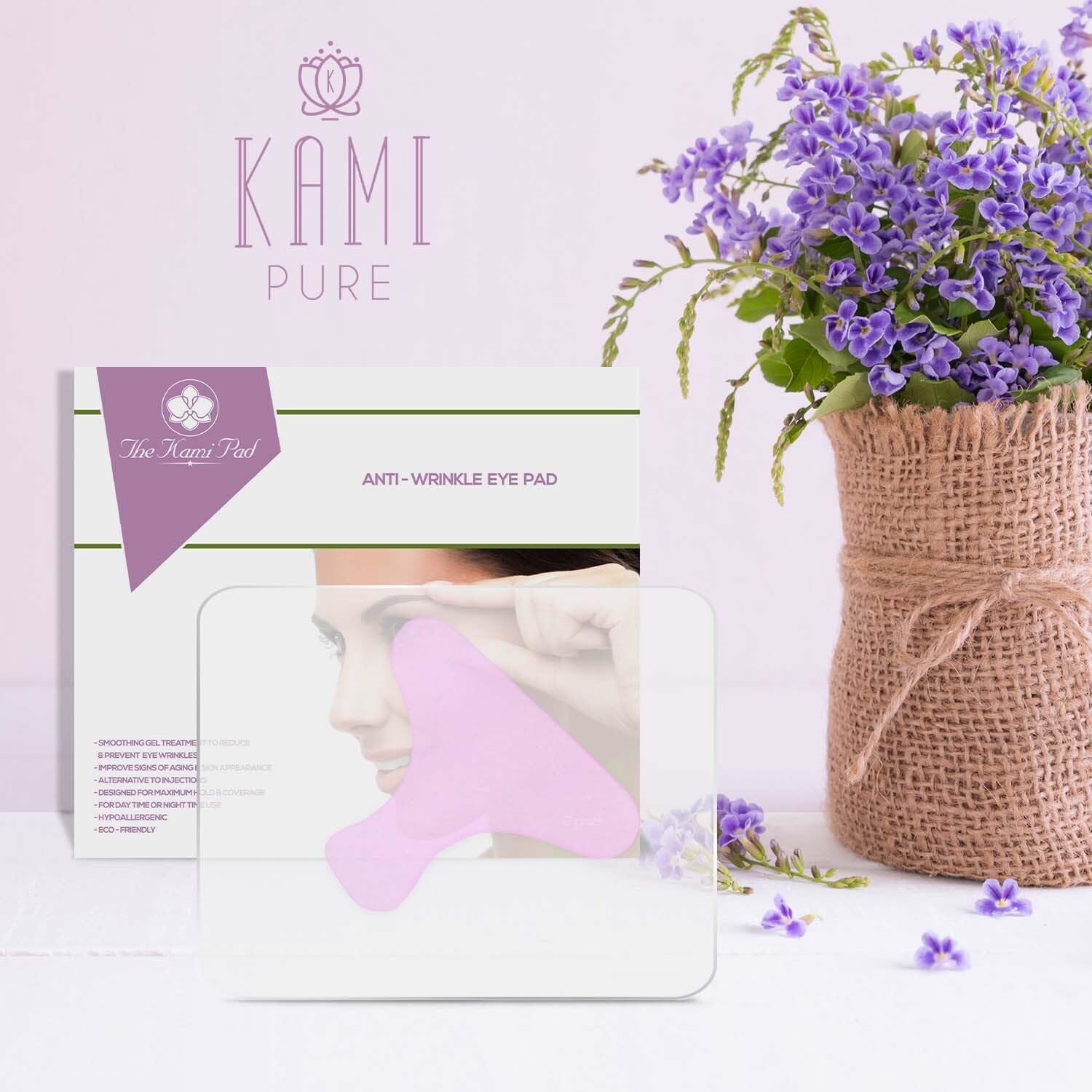 Kami Pure Anti-Wrinkle Eye Pad | silicone eye patches reusable | Smooth & Hydrate Skin | Overnight Under Eye Mask Pads For Dark Circles Collagen Repair | Filler & Injection Alternative | 3 Pairs