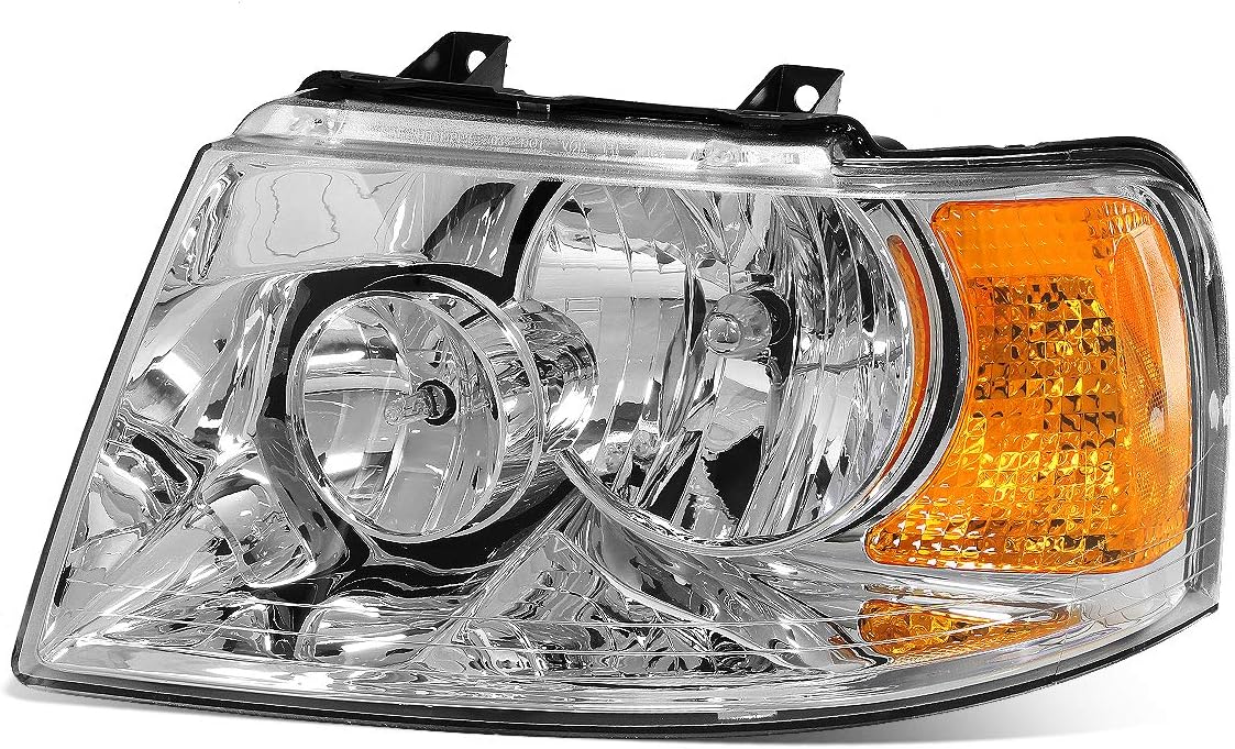 Auto Dynasty OE Style Headlight Lamp Compatible with 2003 2004 2005 2006 Ford Expedition, FO2502181, Driver/Left Side, Chrome Housing
