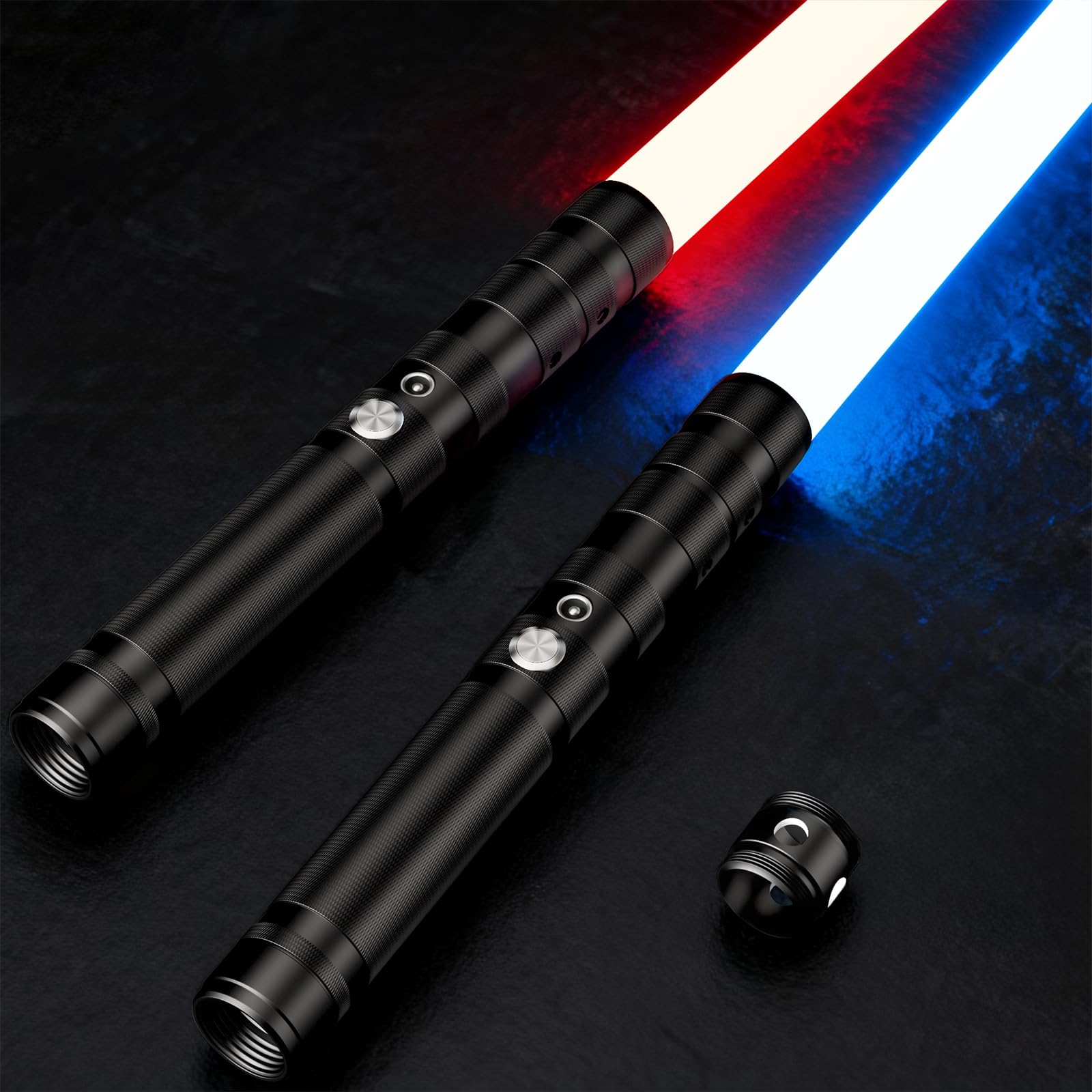 Sabre Laser Enfants 2 en 1 USB Rechargeable RGB 16 Couleurs Sons Simulés de Combats Cadeaux Garçons (2 pièces)