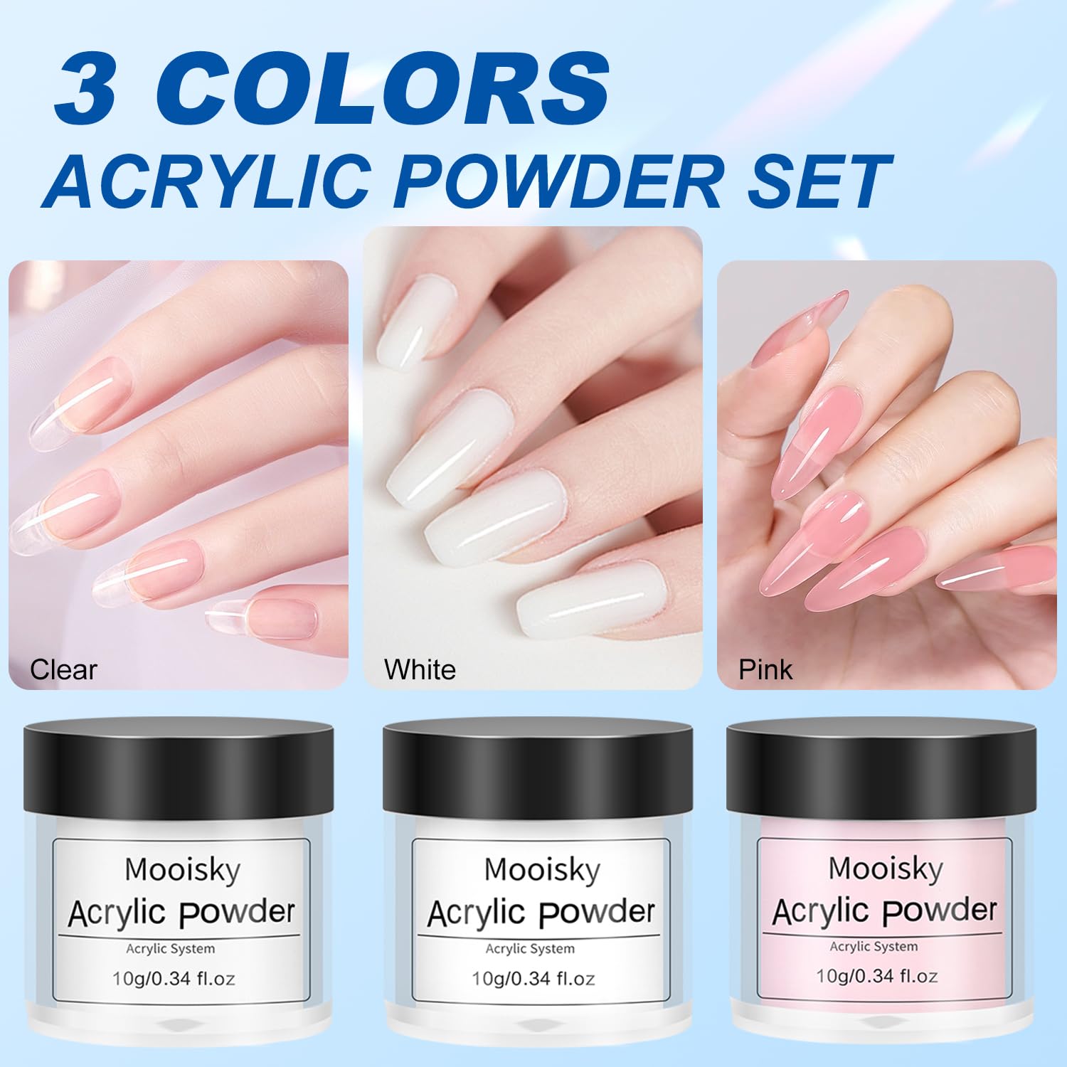 Major Dijit Acryl Nägel Starterset mit LED UV Lampe Acrylpulver, Nagelfräser, Nageldesign Set, Nagelbürste, Nagelspitzen, Topcoat & Basecoat – Komplett Set Maniküre zu Hause