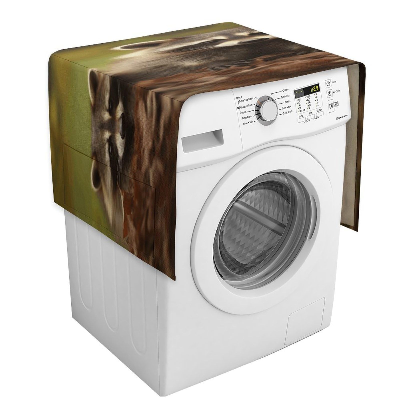 Vstadank Style Raccoon Dust Cover Dustproof Washer And Dryer Covers For The Top Fridge Dust Cover Multi-Purpose Decorative Kitchen Appliance Covers For Home Machine Protector