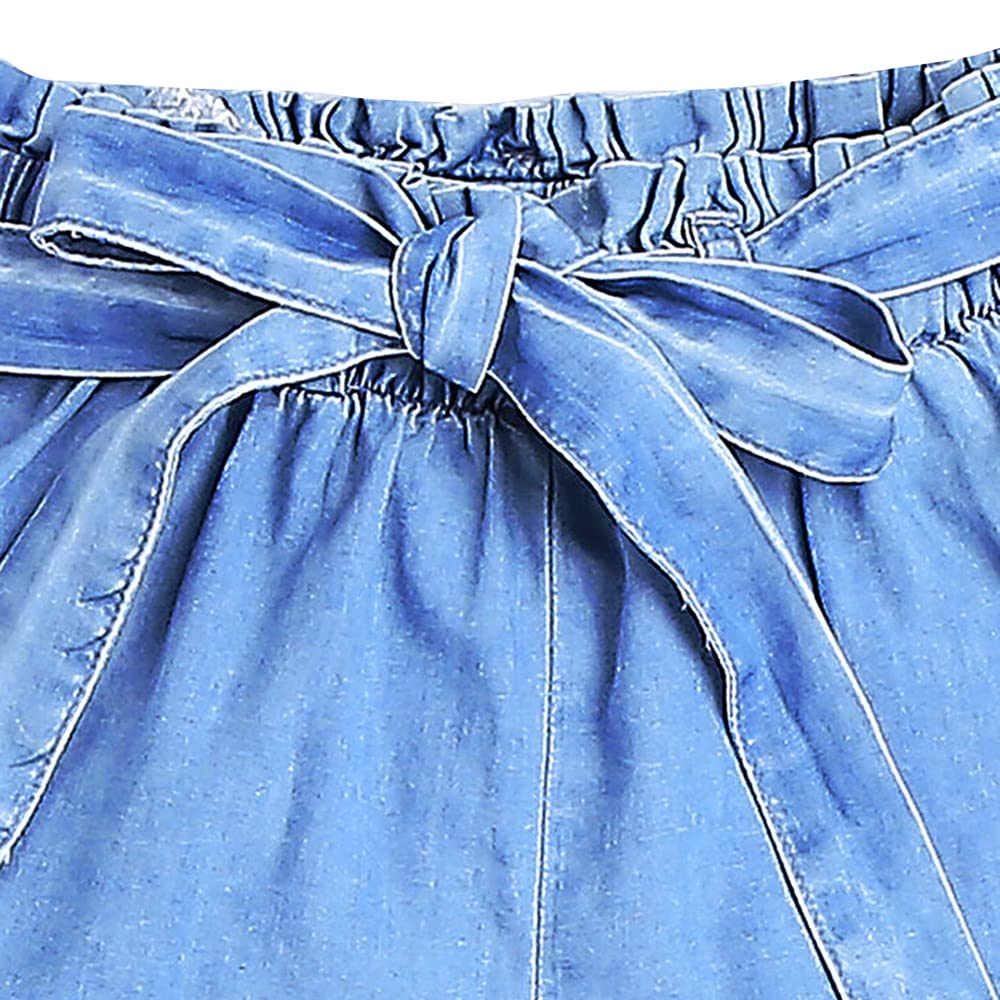Hopscotch Girls Solid BlouseShorts Set In Blue Color for Ages 4-5 Years 4