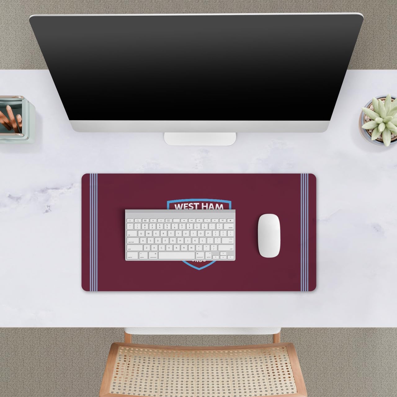 Head Case Designs Officially Licensed West Ham United FC Home 2025/26 Crest Kit 23.62 x 11.81 x 0.12 inches (600 x 300 mm) - L Gaming Office Desk PC Keyboard Mouse Mat Pad