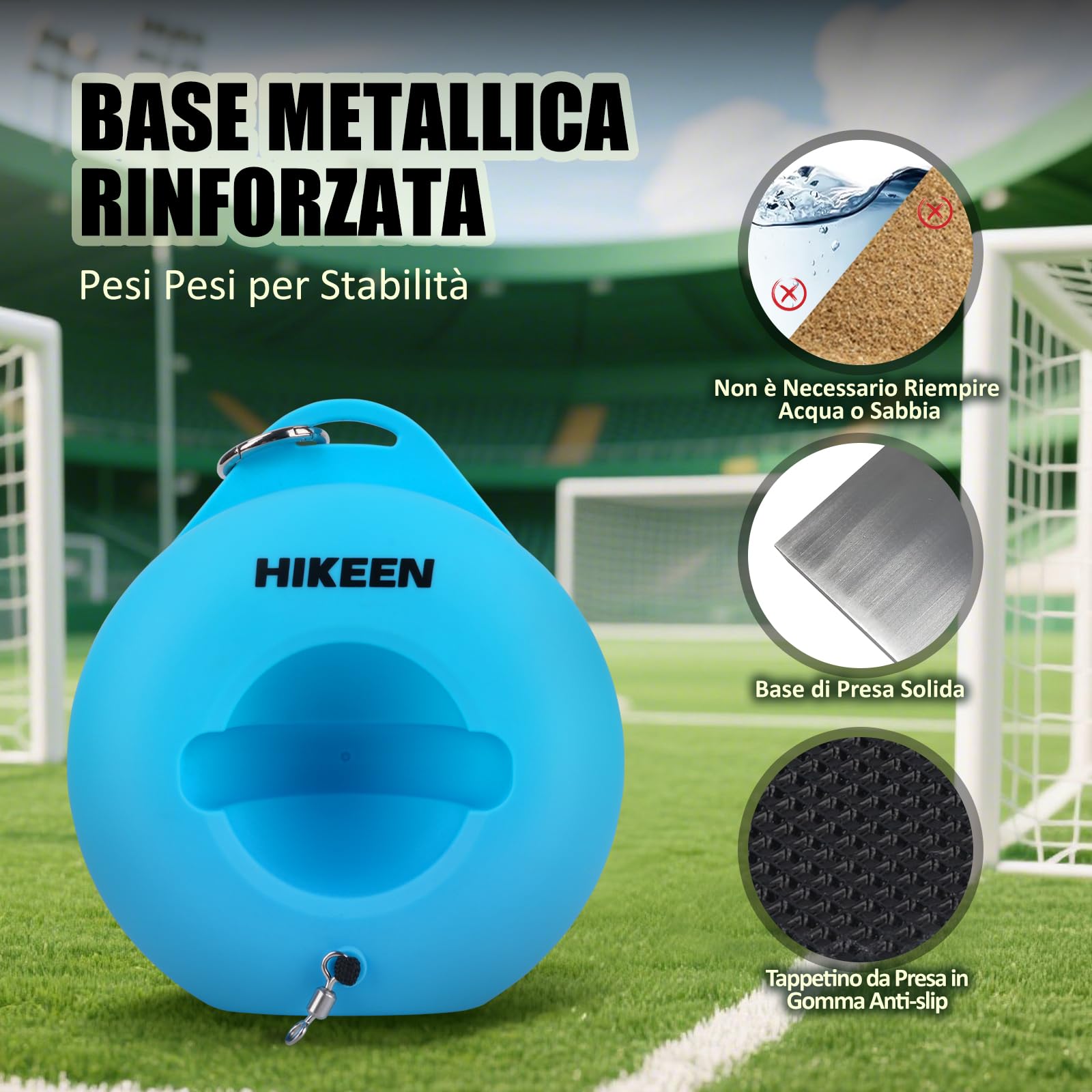 Hikeen Set Allenamento Calcio con Palla Rimbalzante, Attrezzatura Portatile per Ragazzi e Adulti, Accessori Calcio con Base Metallica per Allenamento in Giardino, Campo o Parco