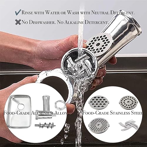 Miniatura 7 de Sunmile SM-G31 picadora de carne eléctrica y fábrica de salchichas 1HP 800W máximo, aprobado por ETL, hojas de corte de acero inoxidable, 3 placas