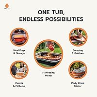 Vista 5 de Drip EZ Collapsible BBQ Prep Tub - for Meal Prep Marinating Food Storage - Includes Cutting Board & Locking Lid - (1) XL - Black