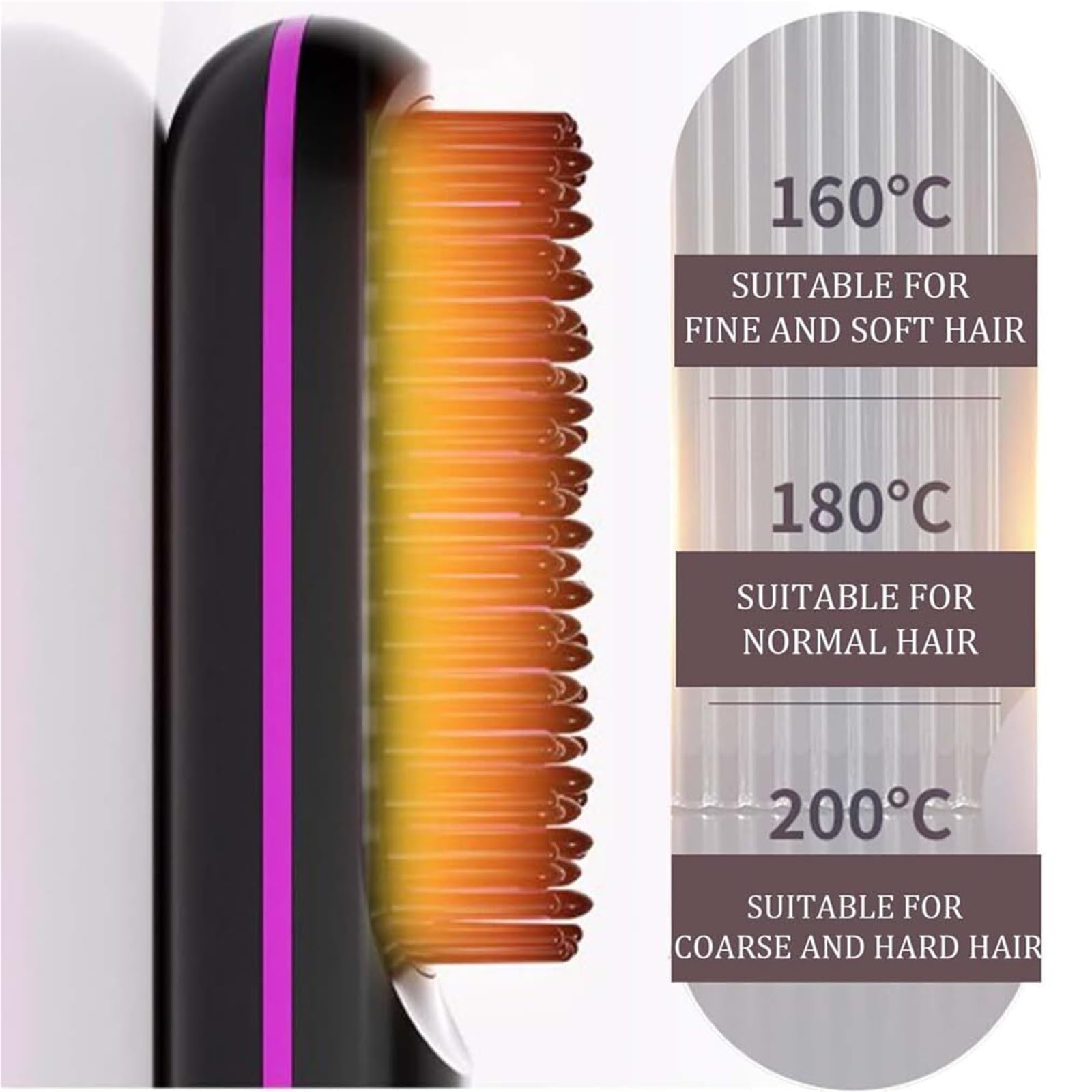 Bellabrush Pro Haarbürste Bellabrush Pro, tragbares kabelloses Haarglätter mit beheiztem Kamm, Ionen-Haarglätter für alle Haartypen (schwarz)