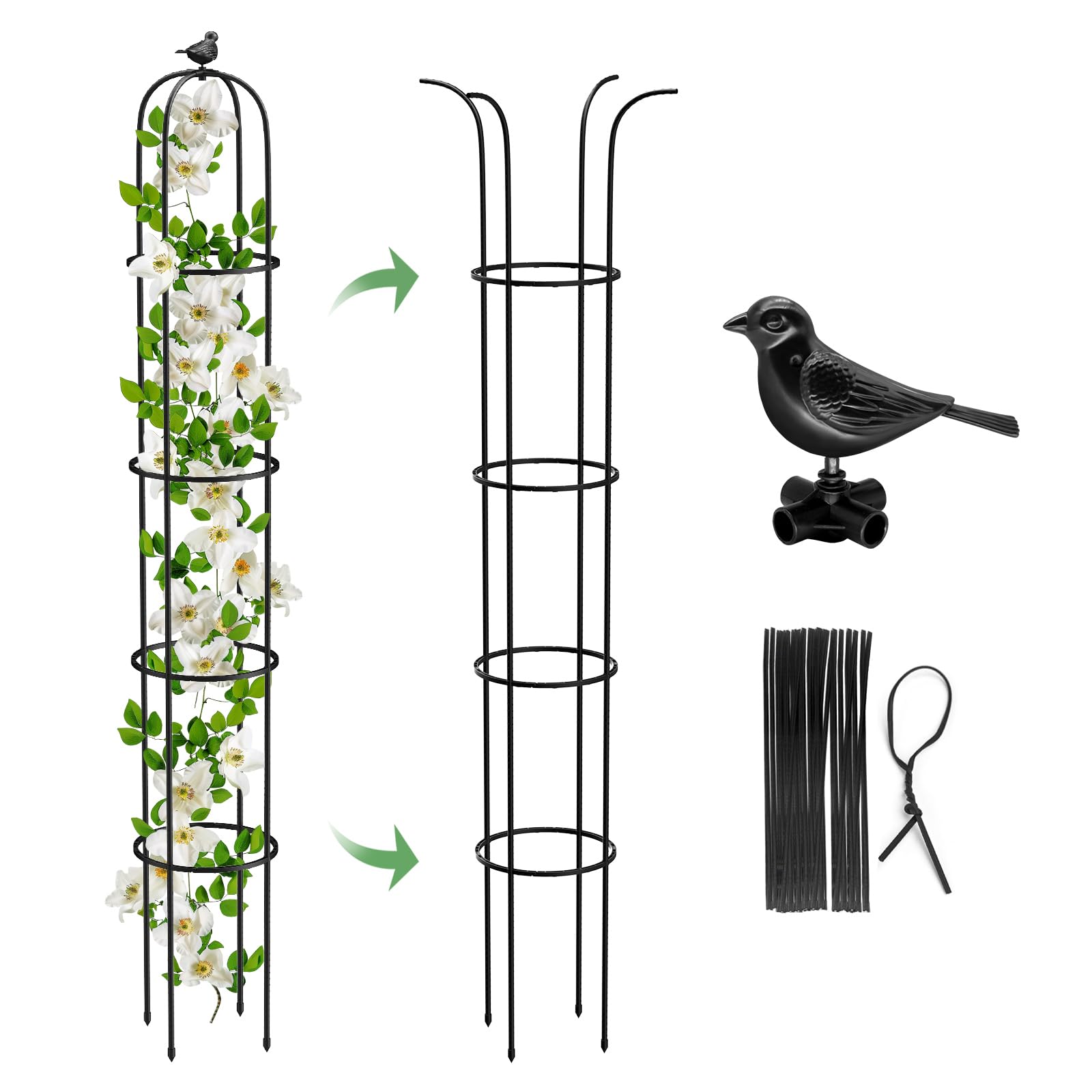 MYMULIKE rankhilfe Metall 1 Stück, Rankgitter Beschichtetes Metall Rosen Rankhilfe für Kletterpflanzen Blumen189x27cm (1)