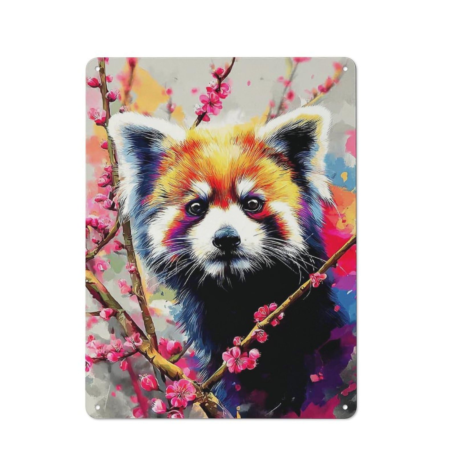 Junmoney Colorful Red Panda Art Print Tin Wall Plaque 40X30cm With For Kitchen Or Home Bar, Suited To Kitchen Decor Lovers