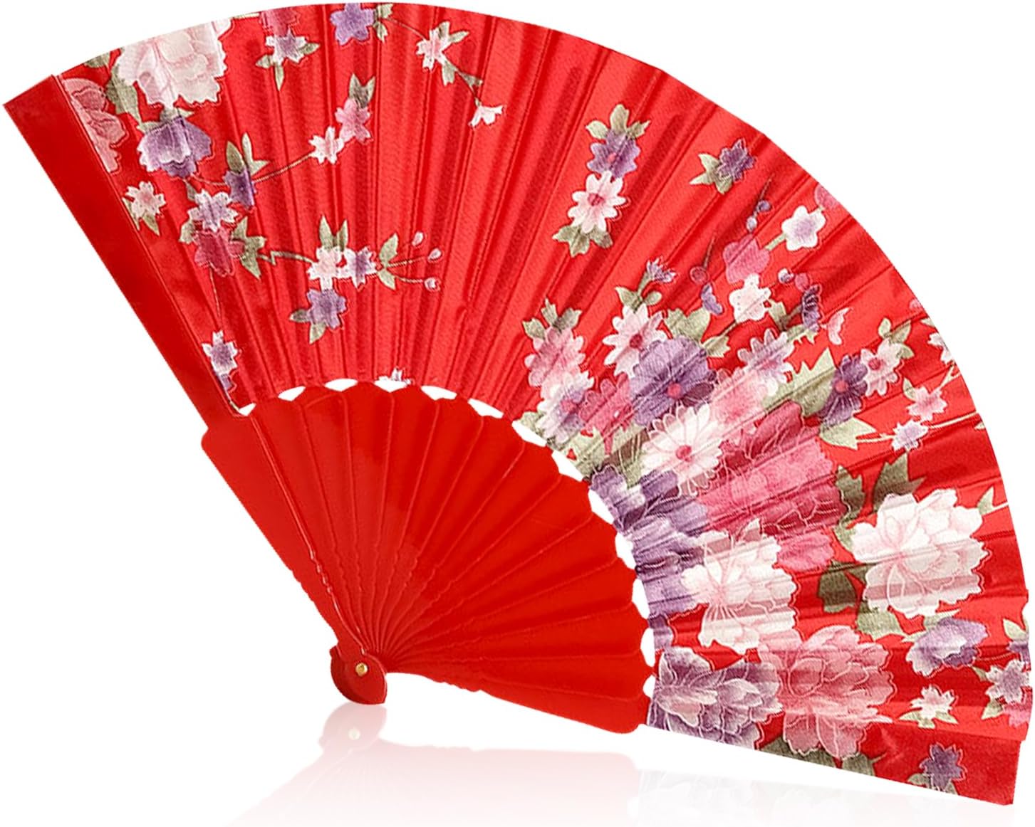 Rumyve Vibrant Display Fans - Chinese Vintage Style Folding Fans for Women's Daily Use and Photography(Red)