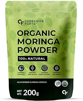 Carbamide Forte 100% Organic Moringa Powder - Moringa Oleifera - USDA Certified | Moringa Leaves Powder | Moringa Powder Organic for Immunity, Digestion & Energy | Drumstick Leaves Powder - 200g