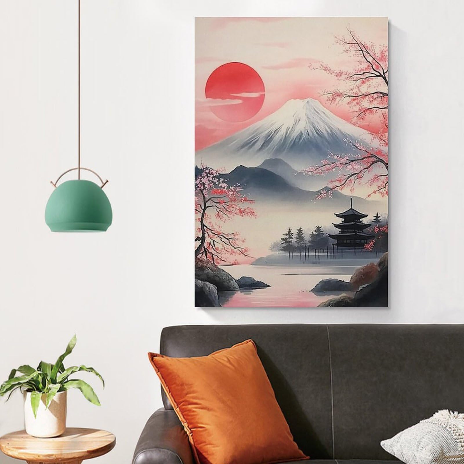 Amazon.com: Japan Mount Fuji Cherry Blossoms Red Sun Poster Canvas