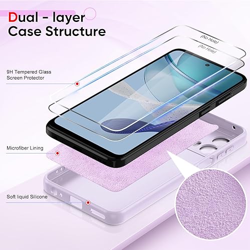Miniatura 3 de LeYi Funda para Motorola Moto G 5G 2023 (XT 2313) 2 protectores de pantalla de vidrio templado, funda de silicona suave con forro de microfibra,