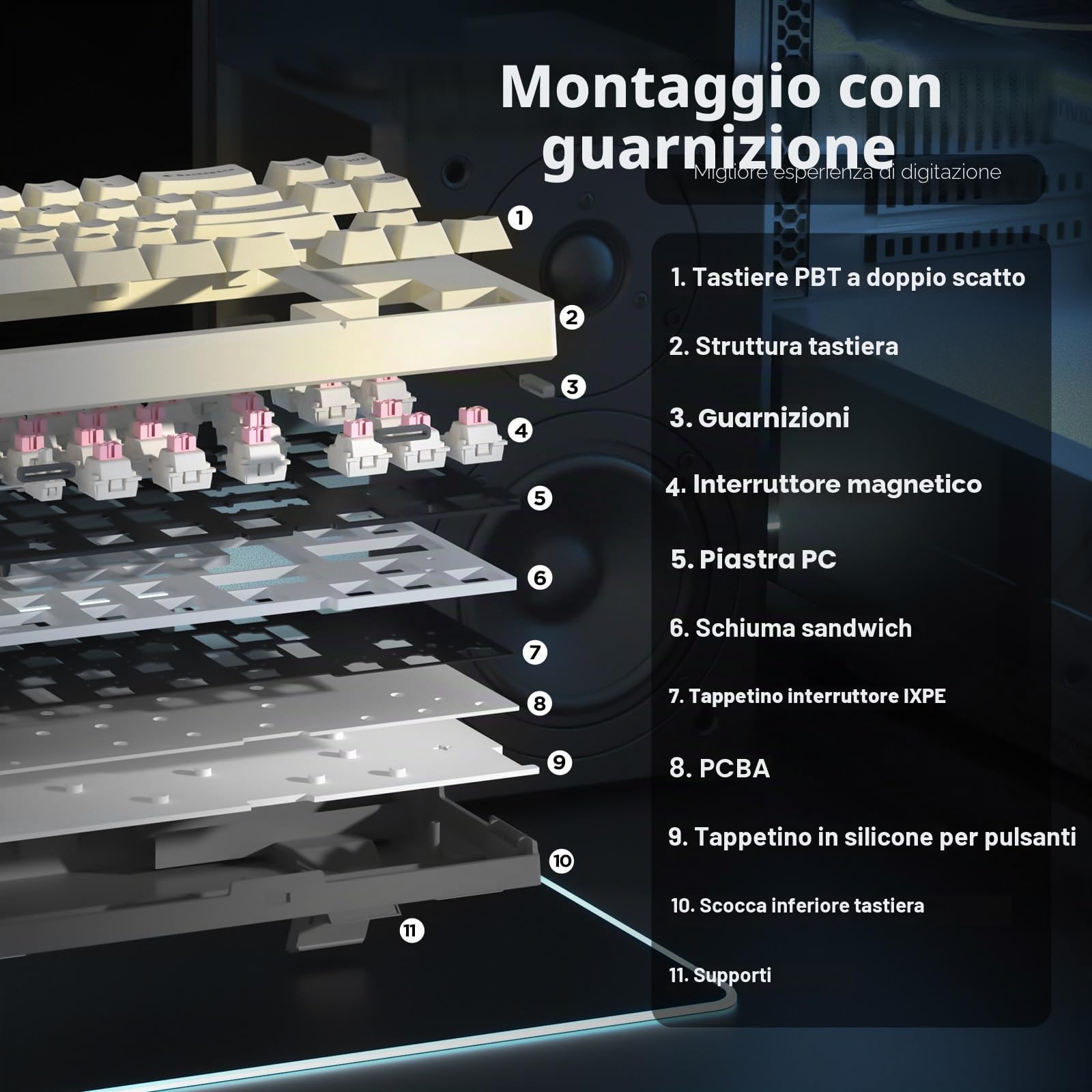 YUNZII RT68 Rapid Trigger Gaming Keyboard, Hall Effect Magnetic 68-Key Wired RGB Tastiera Hot Swapped PC Gaming Keyboard, tastiera meccanica regolabile Actuation TKL (bianco)