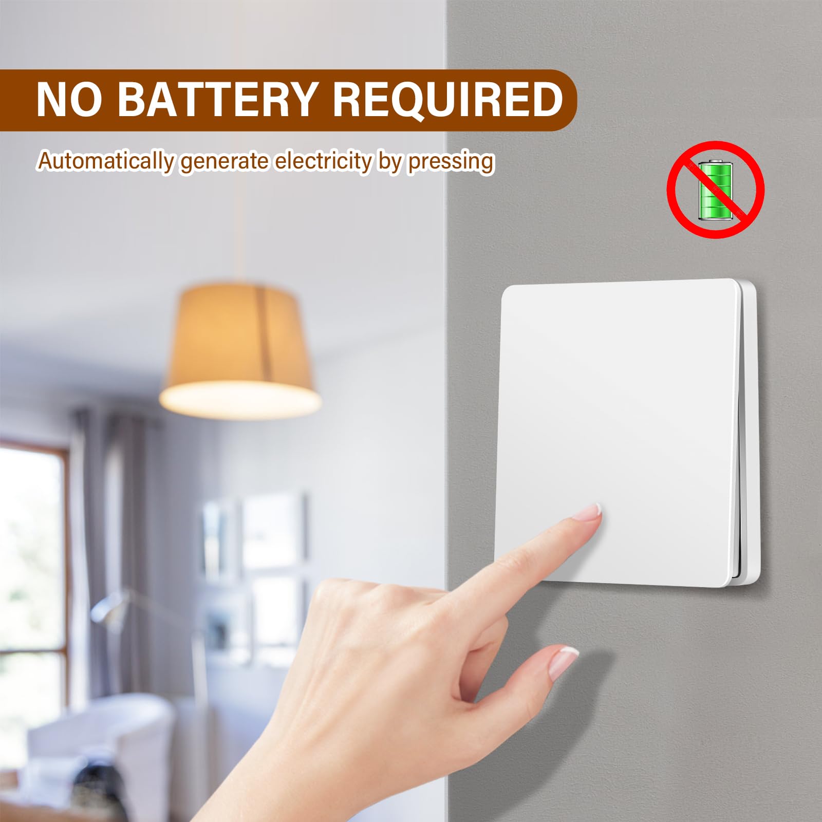 Deurbel Draadloze Kinetische Set - Plug-in Ontvanger - Geen Batterijen