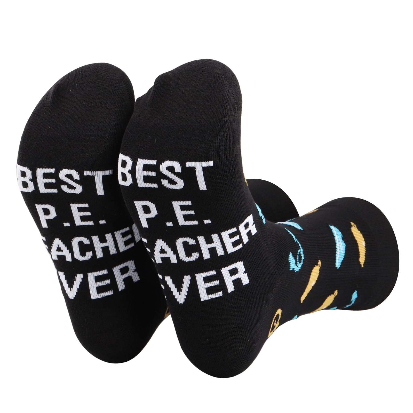 TSOTMO PE Teacher Gift PE Teacher Teaching Socks Novelty Best P.E Teacher Ever Crew Socks For Teacher Physical Education Gift