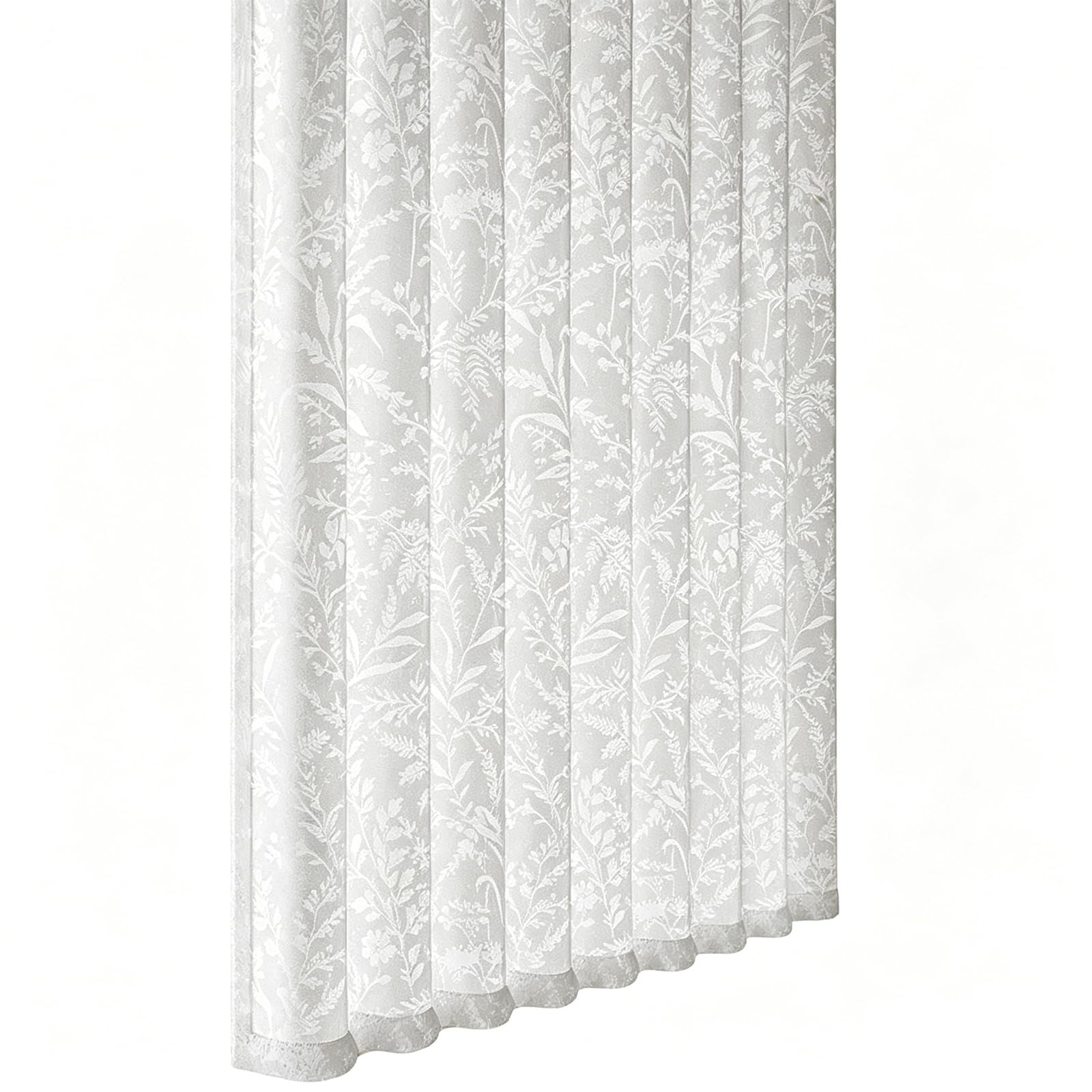 Generico Tenda Doccia Idrorepellente con Motivo Floreale in Rilievo, Tenda da Bagno traslucida Che Protegge la Privacy con Ganci,Bianca,150x200cm(59x79inch)