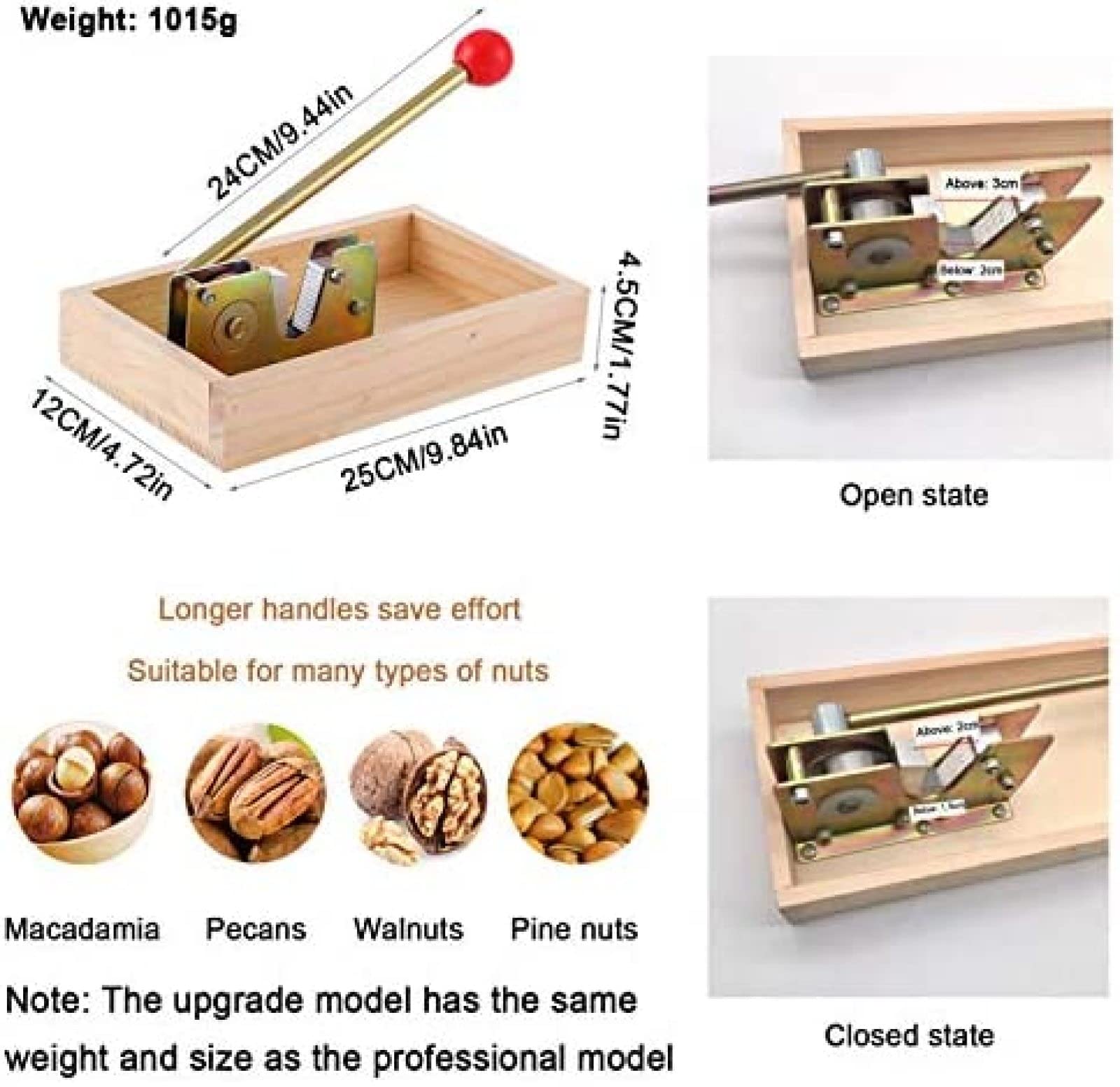 Pinzas manuales para nueces de Cascanueces, Herramienta Ajustable y Resistente para Abrir Galletas de nueces, para nueces, castañas, nueces, avellanas, almendras, duraderas, Modelo actualiza