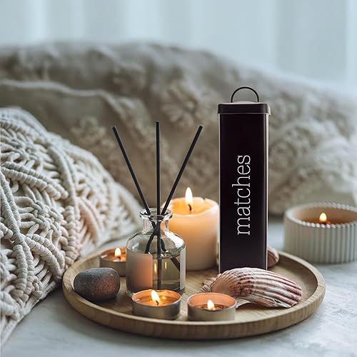 Miniatura 4 de AuldHome - Soporte esmaltado para chimenea (negro), contenedor de almacenamiento de granja para fósforos largos de seguridad