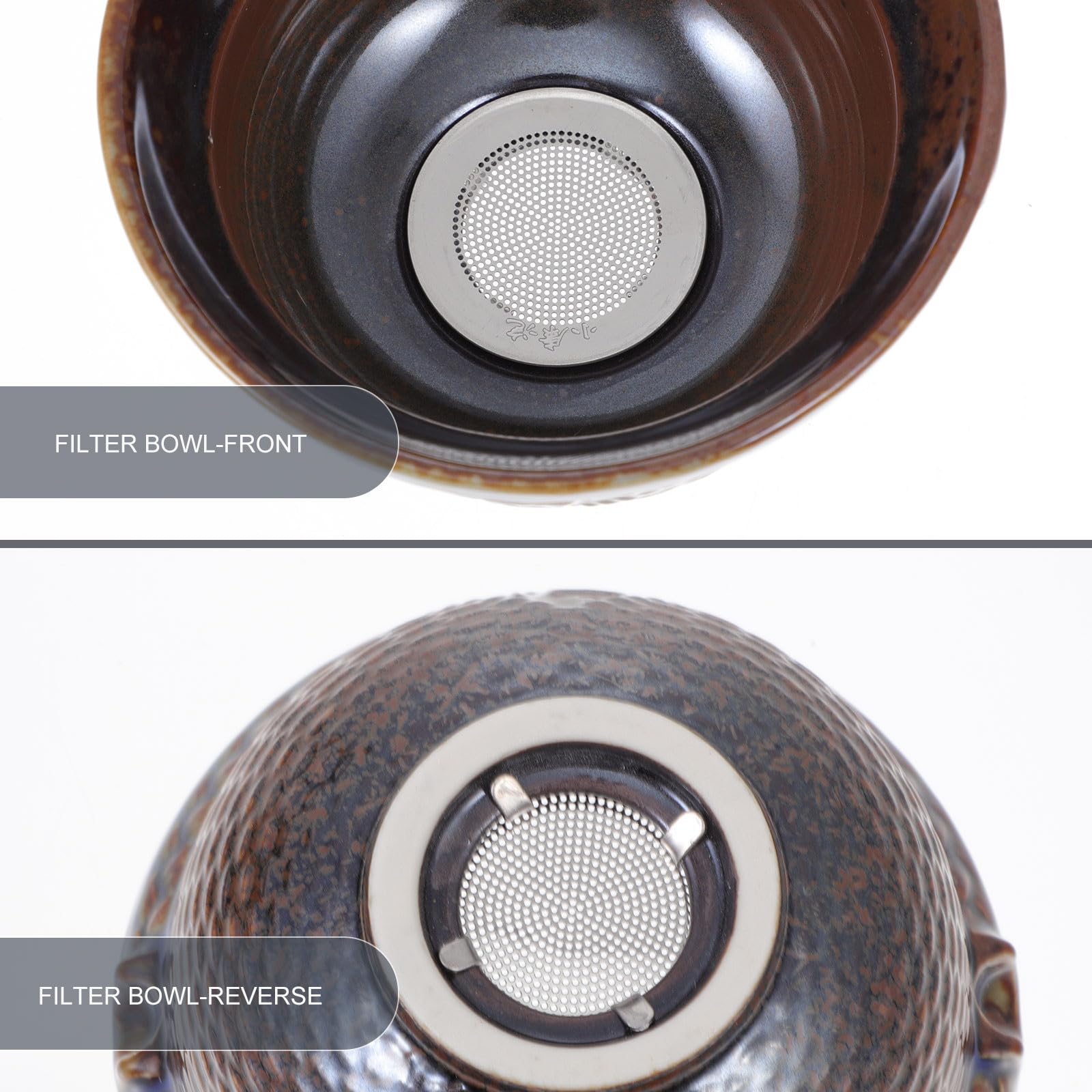 POPETPOP Tetera Cuerpo de Acero Inoxidable y Madera Marrón Cerámica Resistente al Calor Filtro Fácil de Limpiar para Hacer Té Kung Fu en Casa