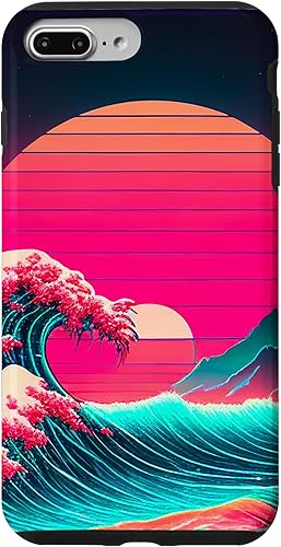 Miniatura 12 de Funda retro para iPhone 12 Mini vaporwave Synthwave Ocean Japanese 80s estilo vintage retro