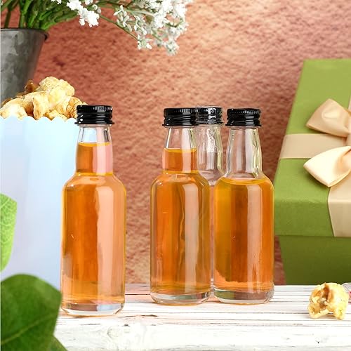 Miniatura 5 de Didaey 24 botellas pequeñas de licor de vidrio con tapas, botellas de vino de vidrio pequeñas, botellas de alcohol vacías reutilizables con tapa de