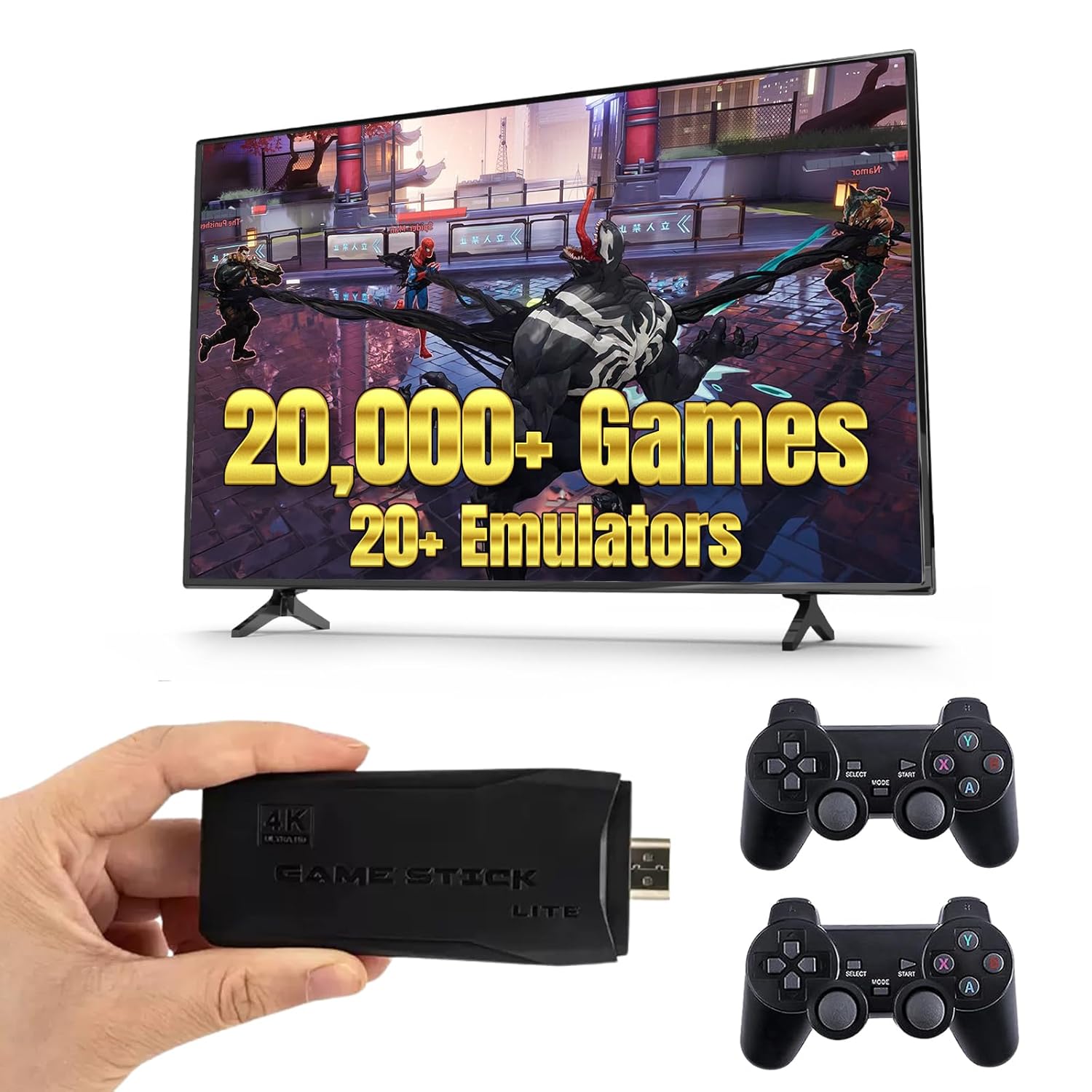 Sakuya Classic Retro Game Console with 20000+ Games & 9 Emulators, 4K Ultra HD Output, Wireless Controllers, Multiplayer Support, HDMI-Compatible, Plug & Play for TV & Monitor