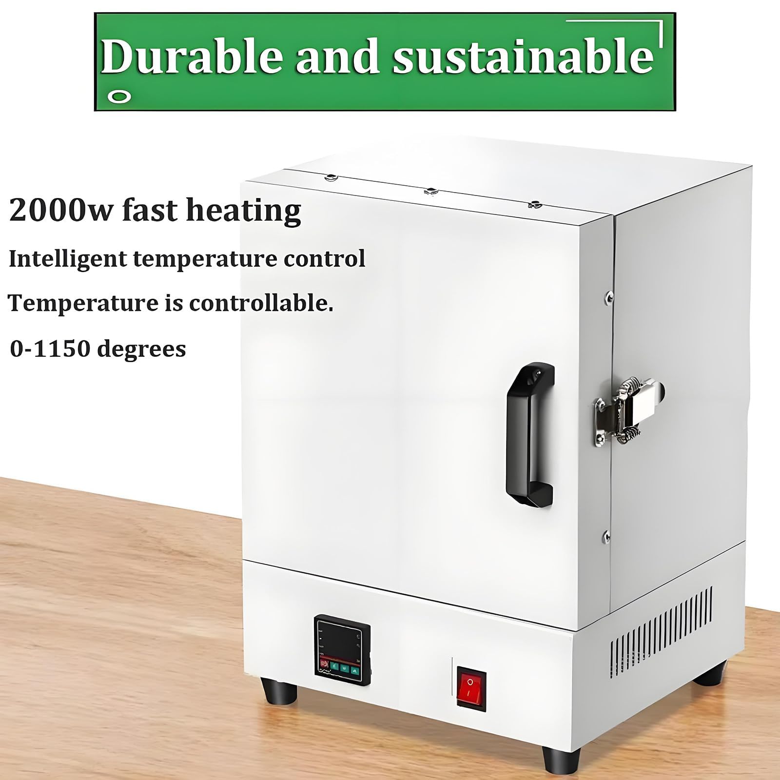 Elektryczny piec do spiekania – topienie metalu 2000 W z cyfrowym wyświetlaczem i regulacją temperatury 0-1150℃ do biżuterii, formy gipsowej, wypalania wosku i odlewania metalu