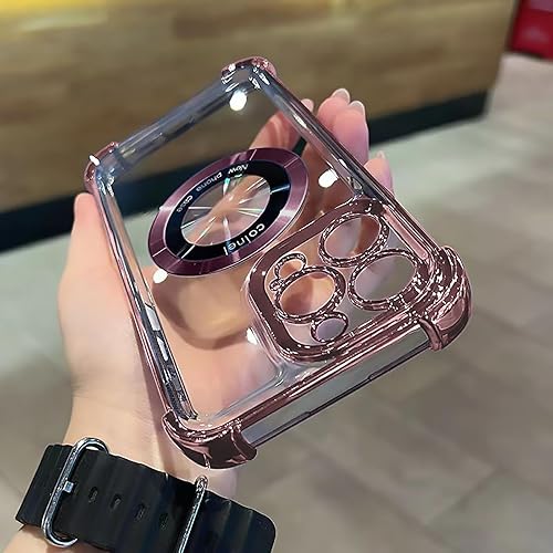 Miniatura 4 de Eiyikof Funda magnética transparente para iPhone 14 Pro Max, protección de lujo brillante en las cuatro esquinas, a prueba de golpes, de grado