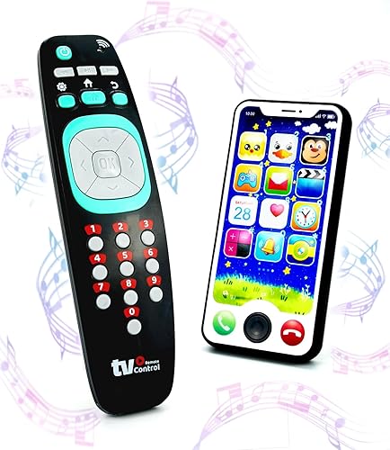 Miniatura 1 de Paquete de juguetes de control remoto para bebés y teléfonos inteligentes, juego de simulación para bebés pequeños, juguetes musicales con luz y