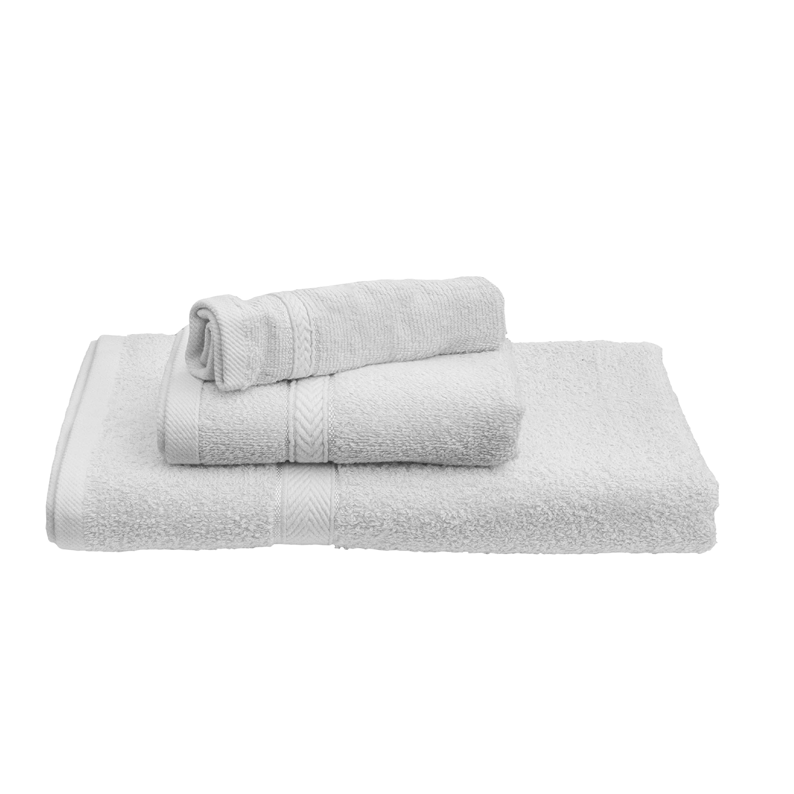 Princess Hotel Linen Klub 3-Piece Towel Set - Premium Cotton Terry, Luxurious Ringspun, 480 GSM Highly Absorbent and Quick Dry for Spa-Like Comfort, 1 Bath Towel, 1 Hand Towel, 1 Face Towel, White