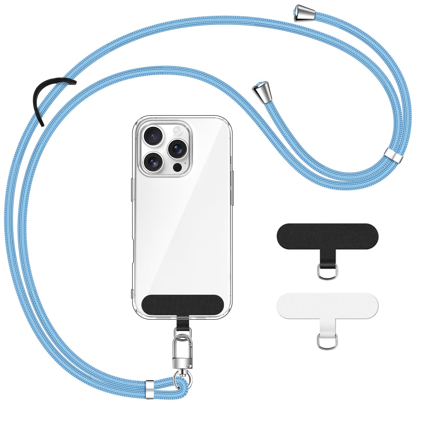 iVoler Cordino per Cellulare Universale con 2 pezzi Patch, Regolabile e Rimovibile Cordino Tracolla per Telefono, Adatto per iPhone Samsung Xiaomi e Qualsiasi Custodie per Smartphone - Azzurro