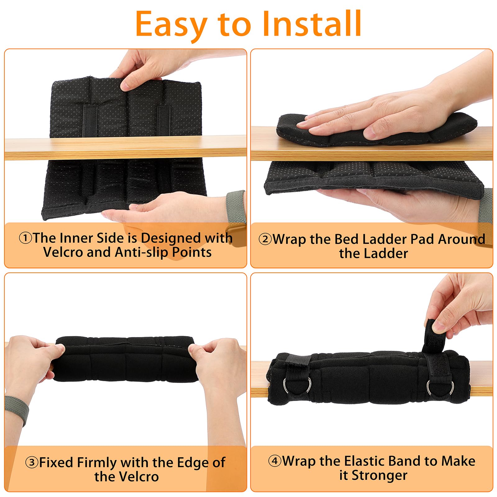Loft Bed Ladder Mats 4-Pack Bunk Bed Ladder Pads With 8 Straps - 10x10 ...