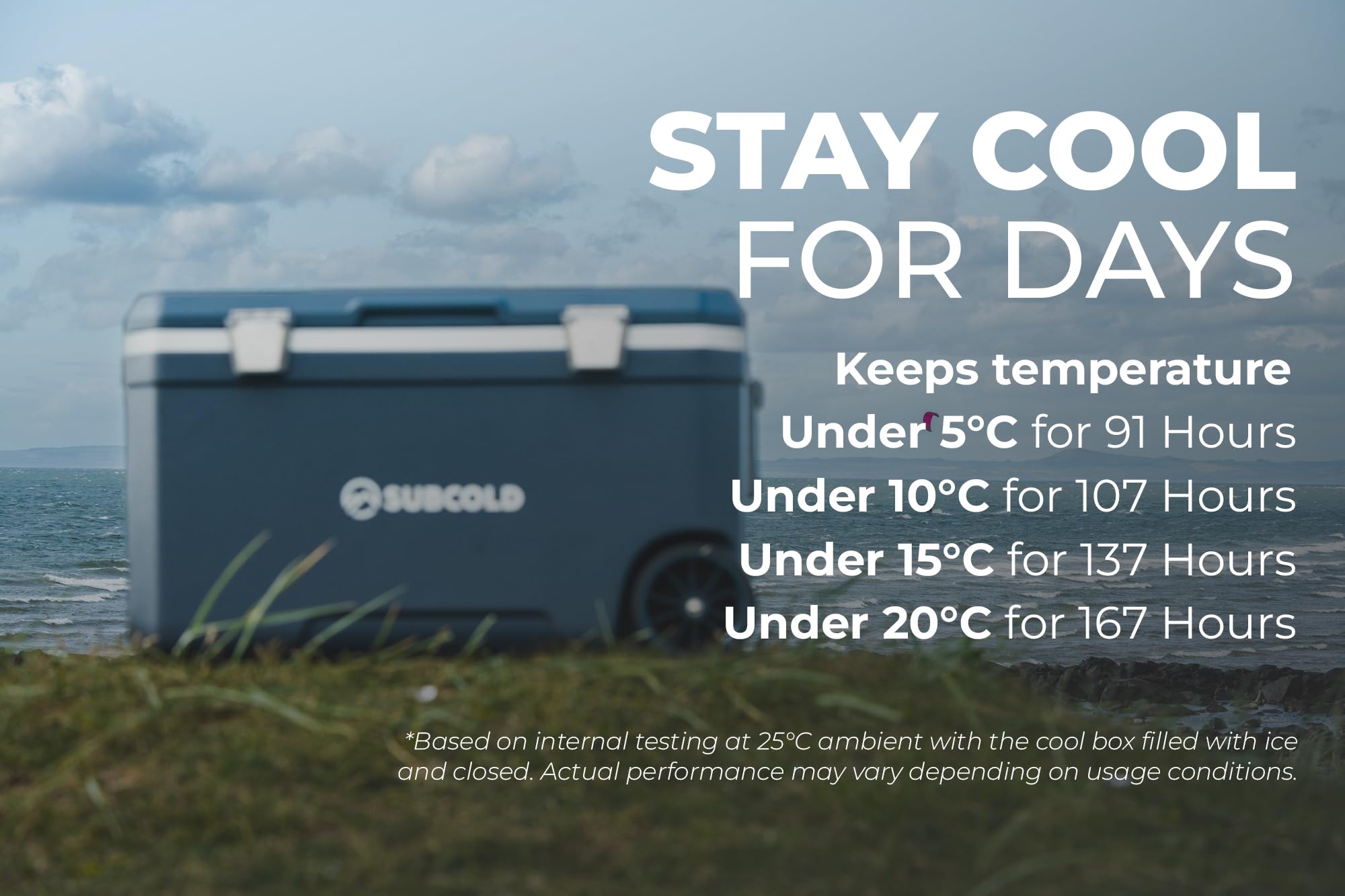 Subcold Glacière à roulettes MOBI70, bleu, 70 L, isolation en mousse PU | Glacière à roulettes avec poignées et drainage, glacière pour voyage, voiture, camping et plein air, reste fraîche pendant