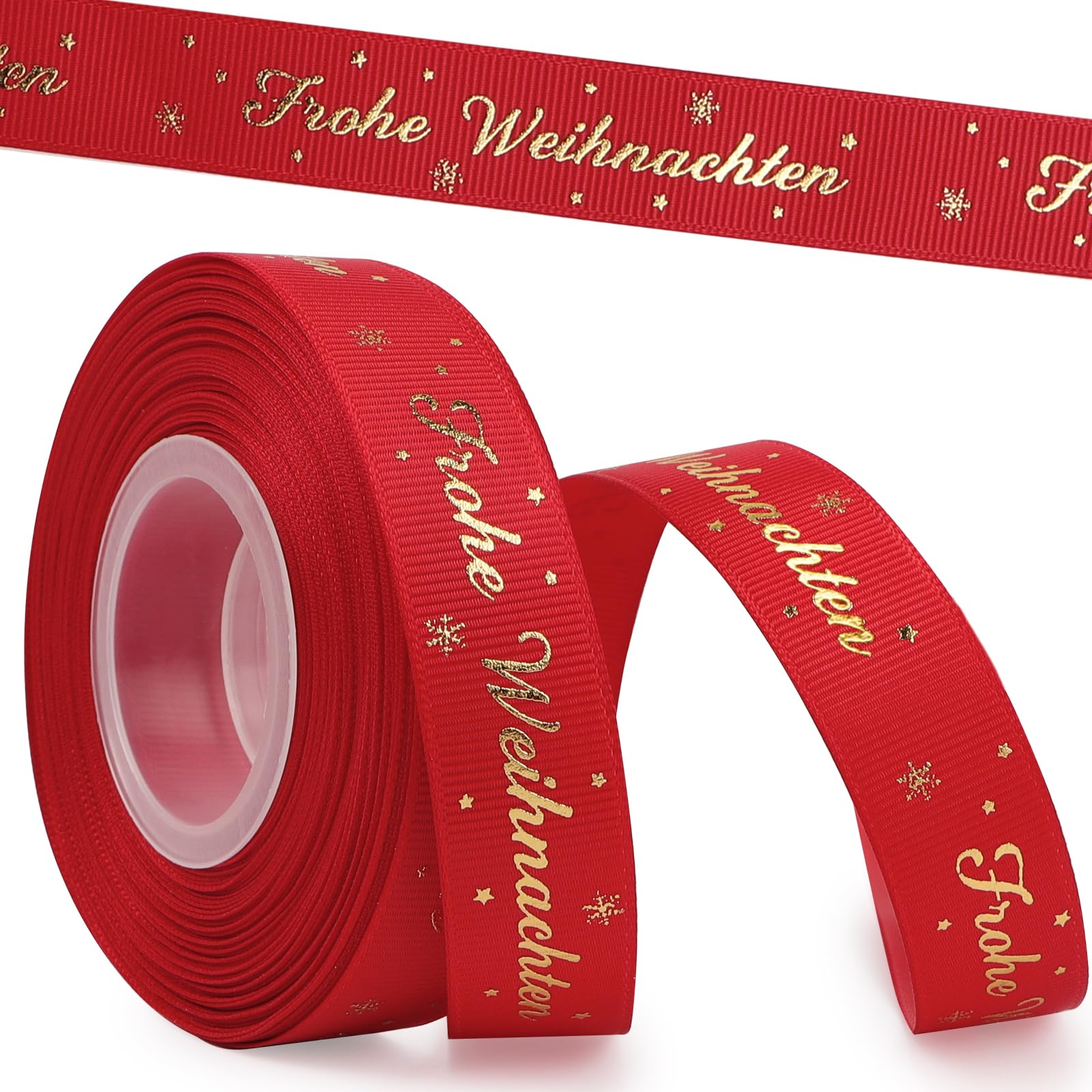 Weihnachts-Dekoband 'Feliz' – 3 M Lang, 40 Mm Breit, Stoffband Mit Tannenbaum-Muster In Rot, Grün, Gold
