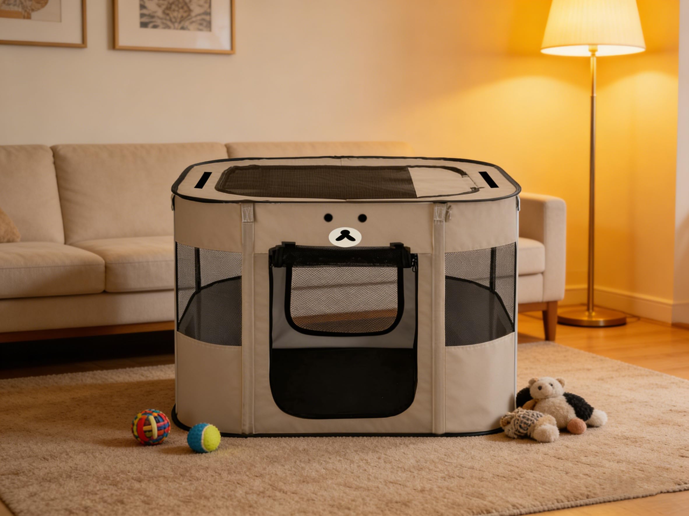 Valla portátil para Mascotas de 70 x 55 x 45 cm, Plegable, Rectangular, Sala de Entrega, Nido de Gato, cabaña para Cachorros, casa Cerrada para Mascotas con Bolsa de Transporte (Gris 2)
