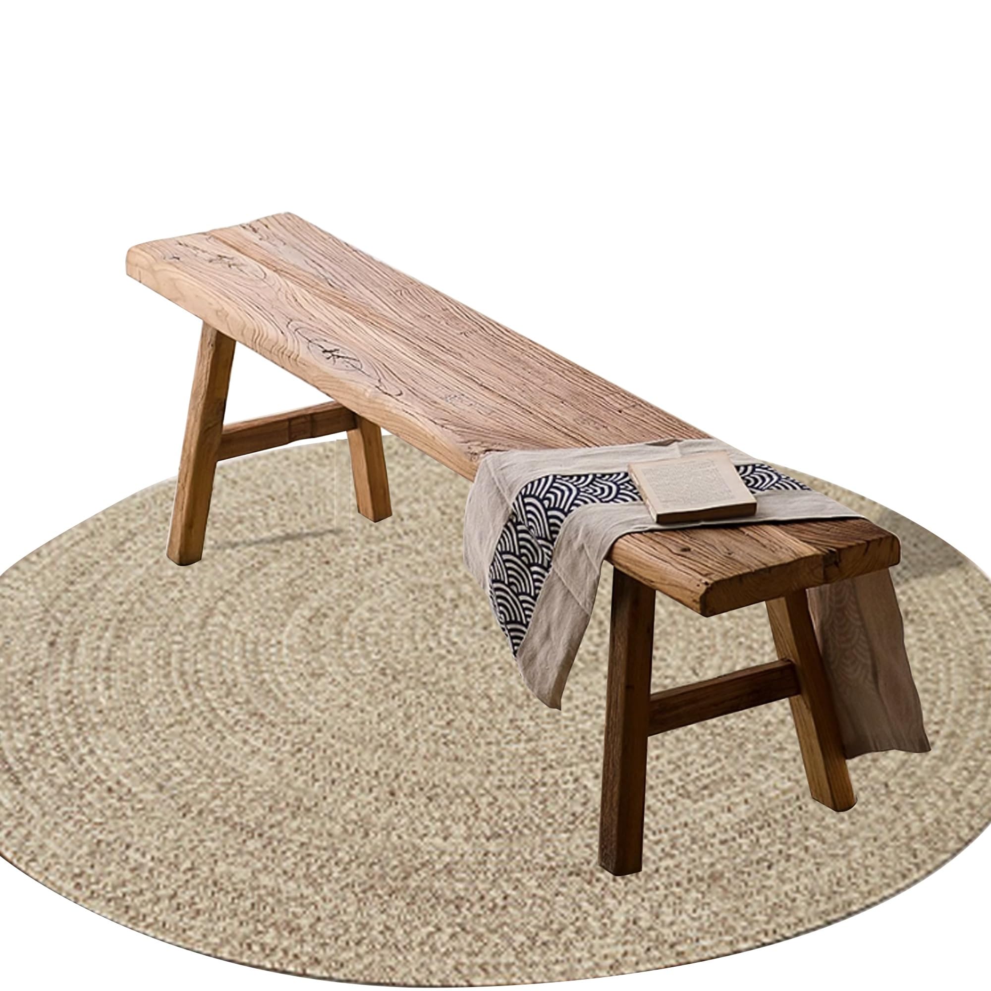 JOSIAHCQ Farmhouse Entryway Wood Dining Bench Seat Wooden End of Bed Bench Indoor Narrow Window Bench for Bedroom Dining Table Living Room Kitchen