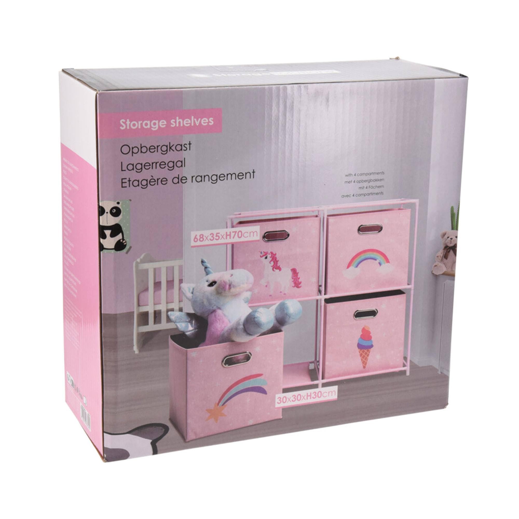 Well Home - Cassettiera per bambini a 4 scomparti, con telaio in metallo e colore rosa