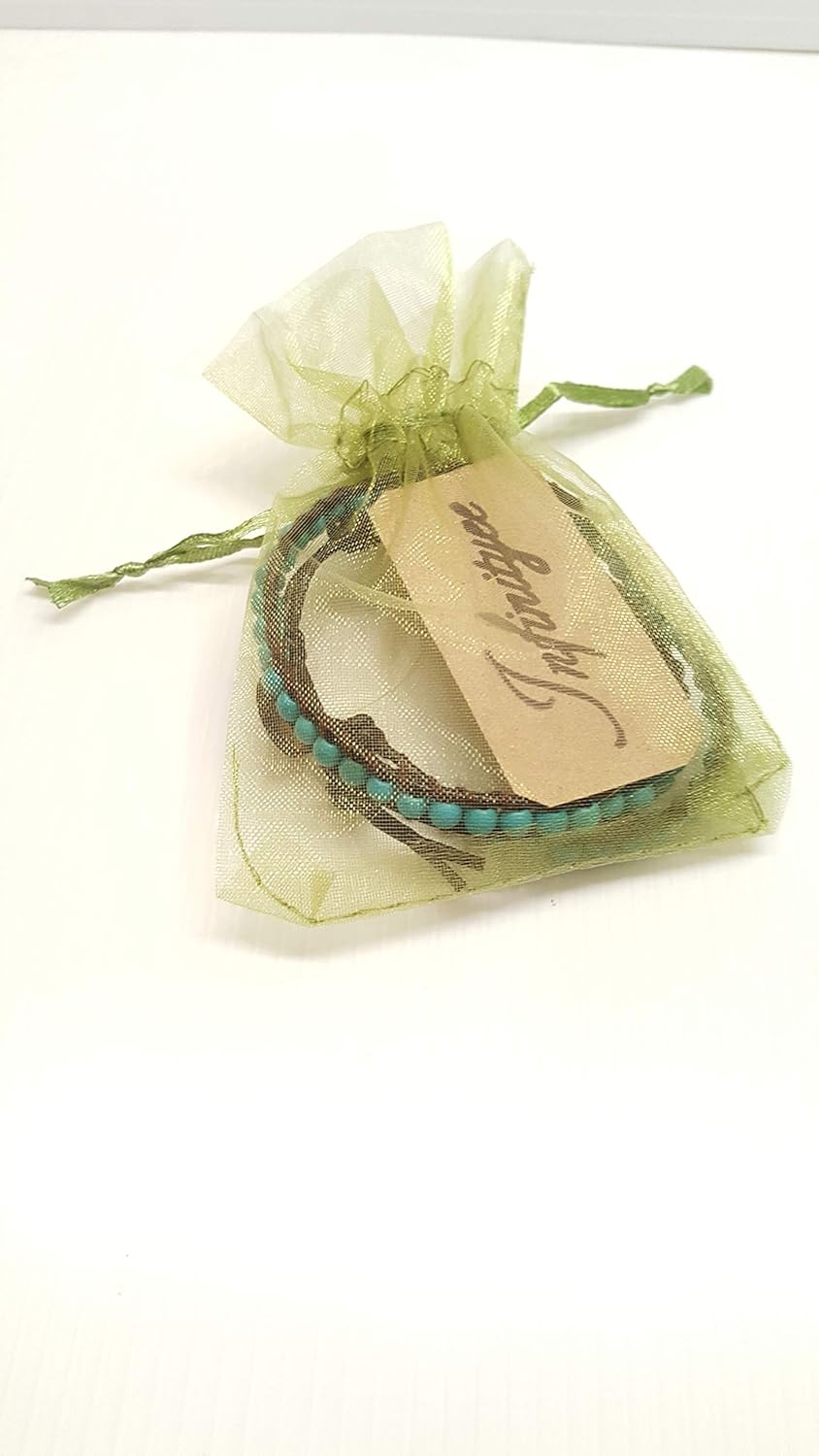 Turquiose 2 Wrap Bracelets and Choker woven Leather Necklace 2 in 1, Men Bracelet, Women Bracelet. - Image 2