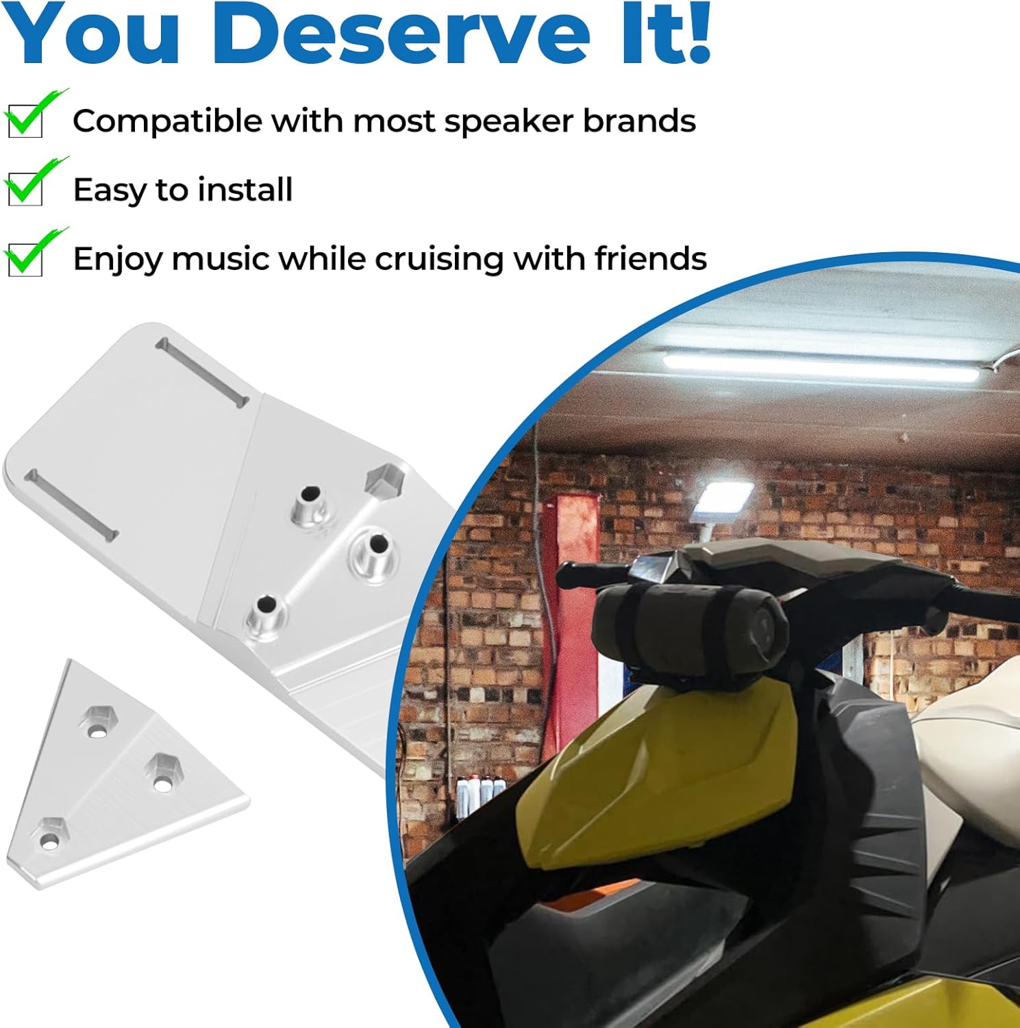 Universial Speaker Mount for Sea Doo Spark TRIXX, Cruise Speaker Bracket for Sea-Doo Spark 2 Up,Aluminum Silver - Image 4