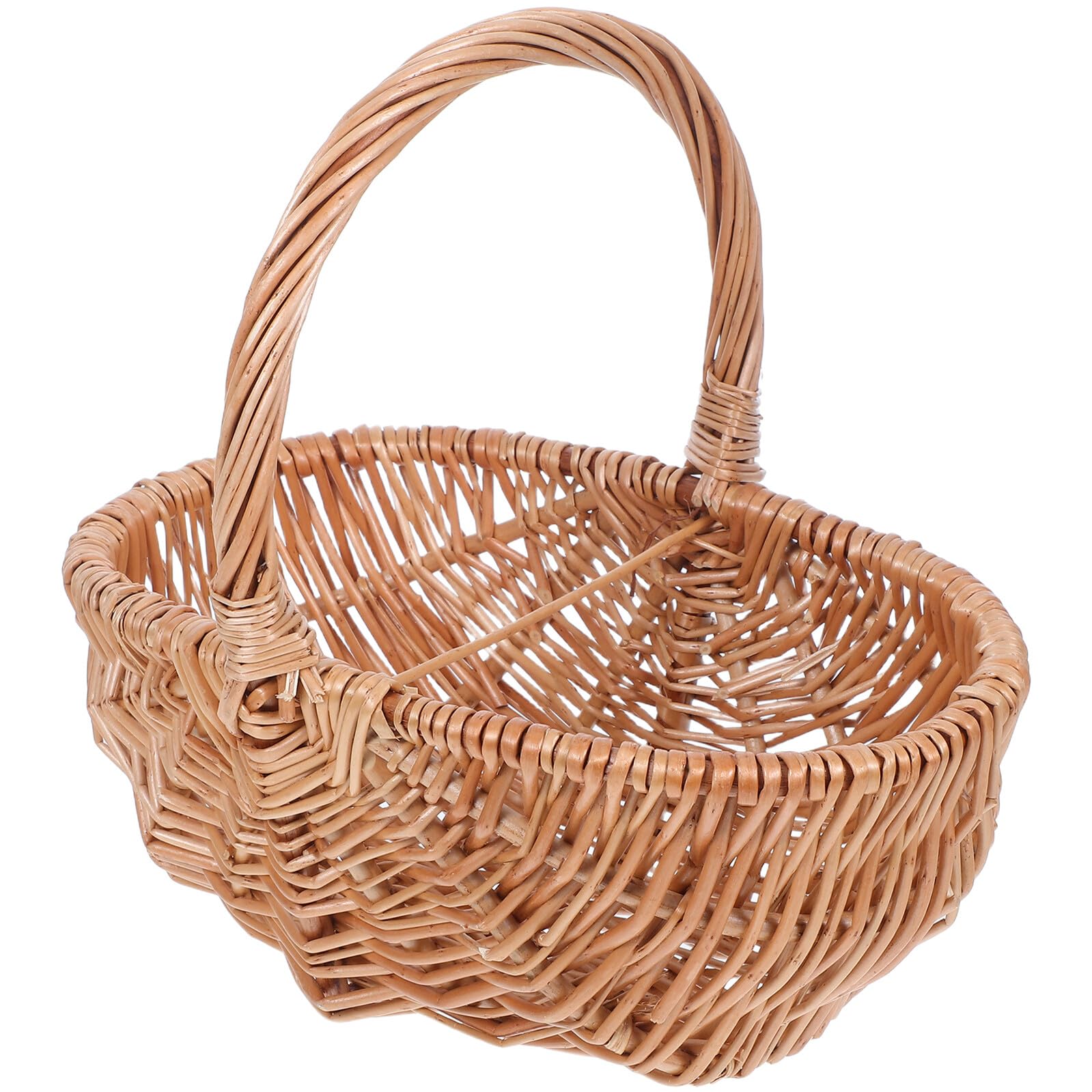 jojofuny Cesta De Mimbre Tejida para Picnic y Exteriores Pequeña Ovalada 27 Cm Cesta Portátil De Mano para Frutas, Verduras y Huevos para Camping y Compras